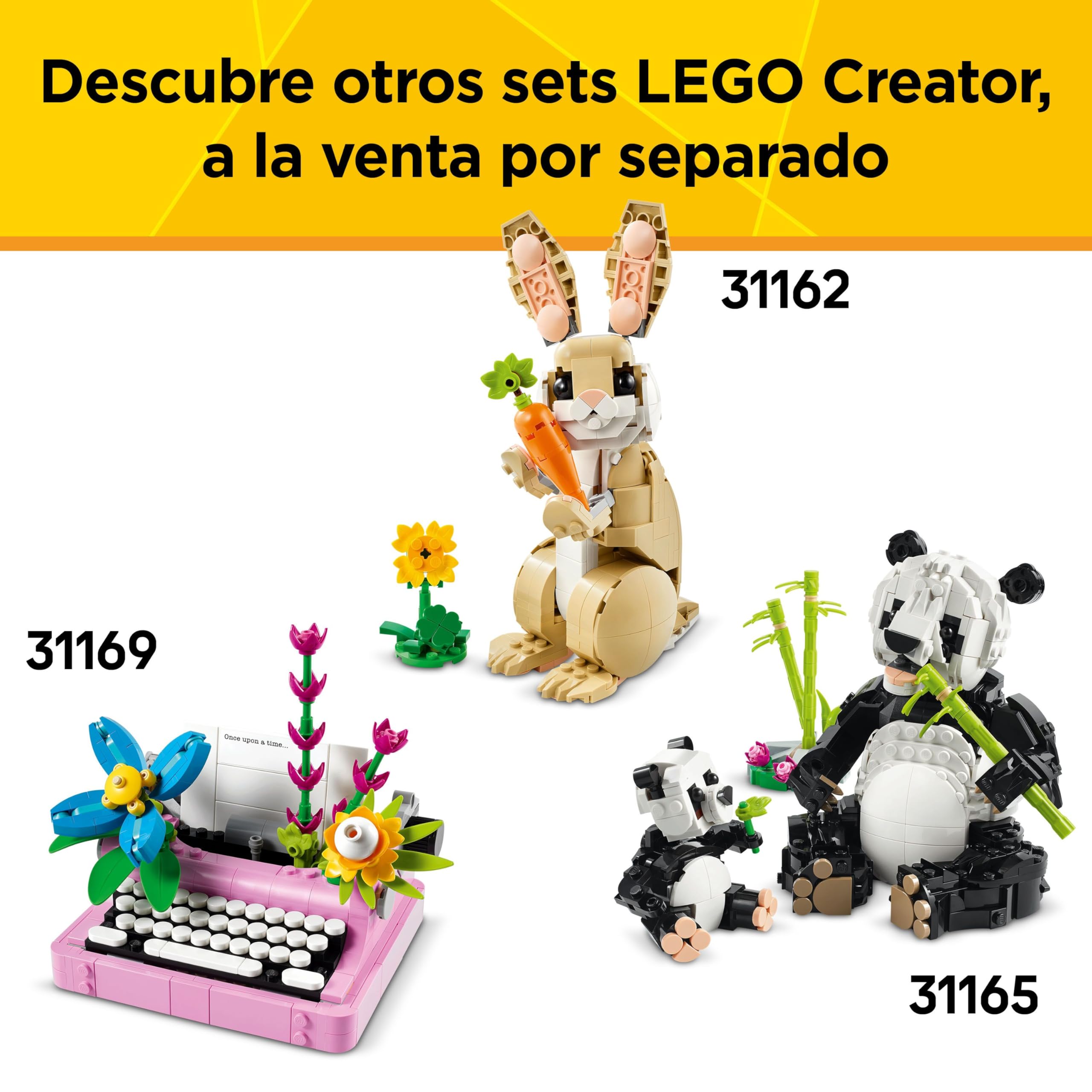 LEGO Creator 3 en 1 Gato Juguetón de Juguete - Transformable en Figura Articulada de Perro o Paloma - Juego con Animales - Regalo de Cumpleaños para Niñas y Niños de 8+ Años 31163