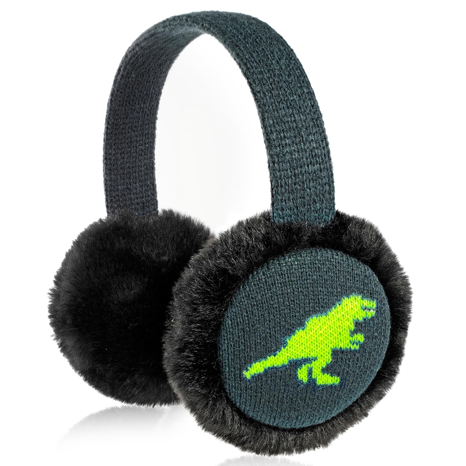 Orejeras Infantiles, Dinosaurio Suave Orejeras de Invierno Ajustables Orejeras de Felpa Cálido para Niños Actividades Aire Libre en Invierno