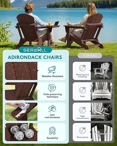 Miniatura 350 de SERWALL - Silla plegable Adirondack para patio, jardín, exterior, resistente a la intemperie, sillas para hoguera, color naranja