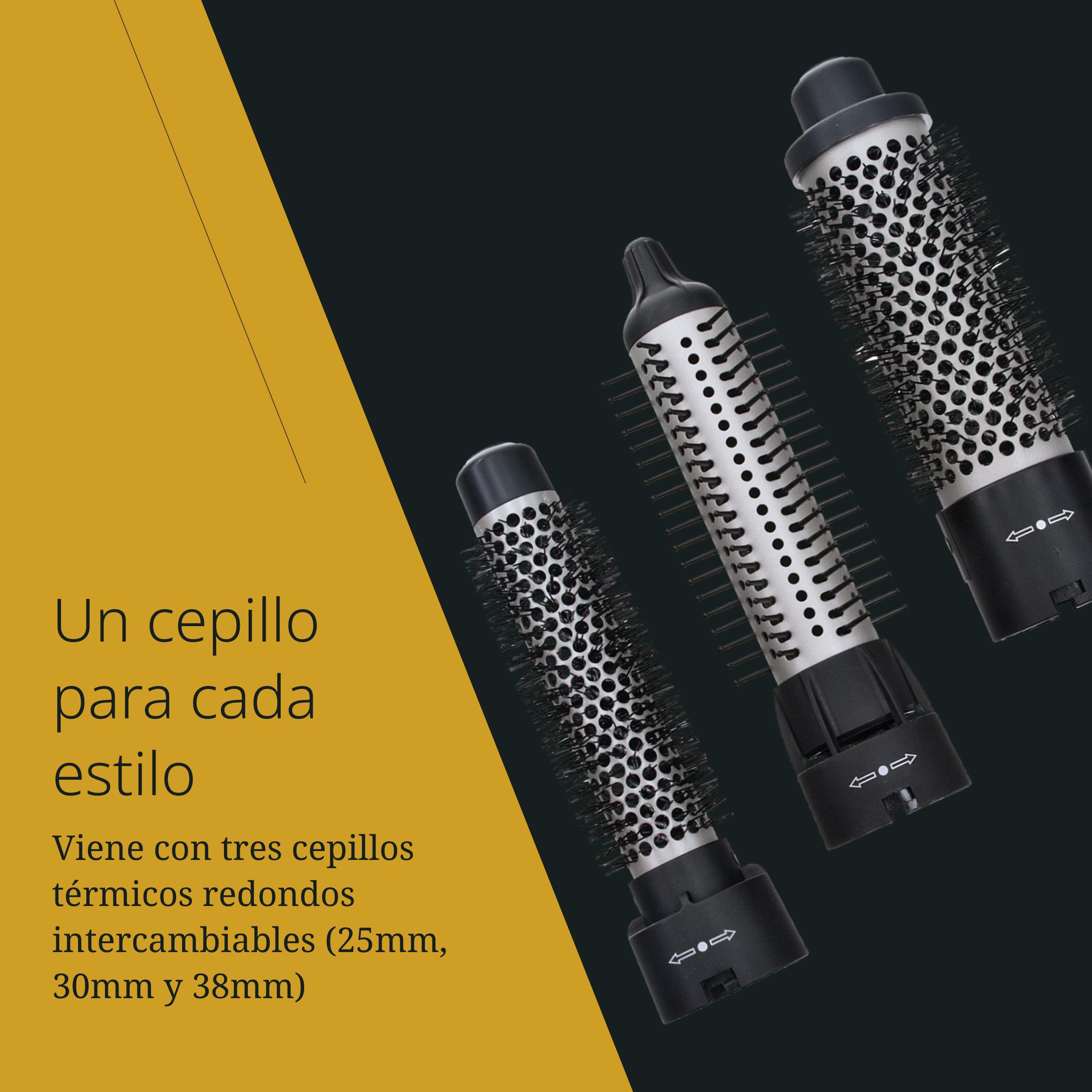 Moser Airstyler Pro, Moldeador de Aire Caliente, 3 Cepillos Redondos | Moldeador de Aire Caliente 1100 W, 3 Cepillos Térmicos 25, 30 y 38 mm, 2 Velocidades con Aire Frío, Cerdas Retráctiles
