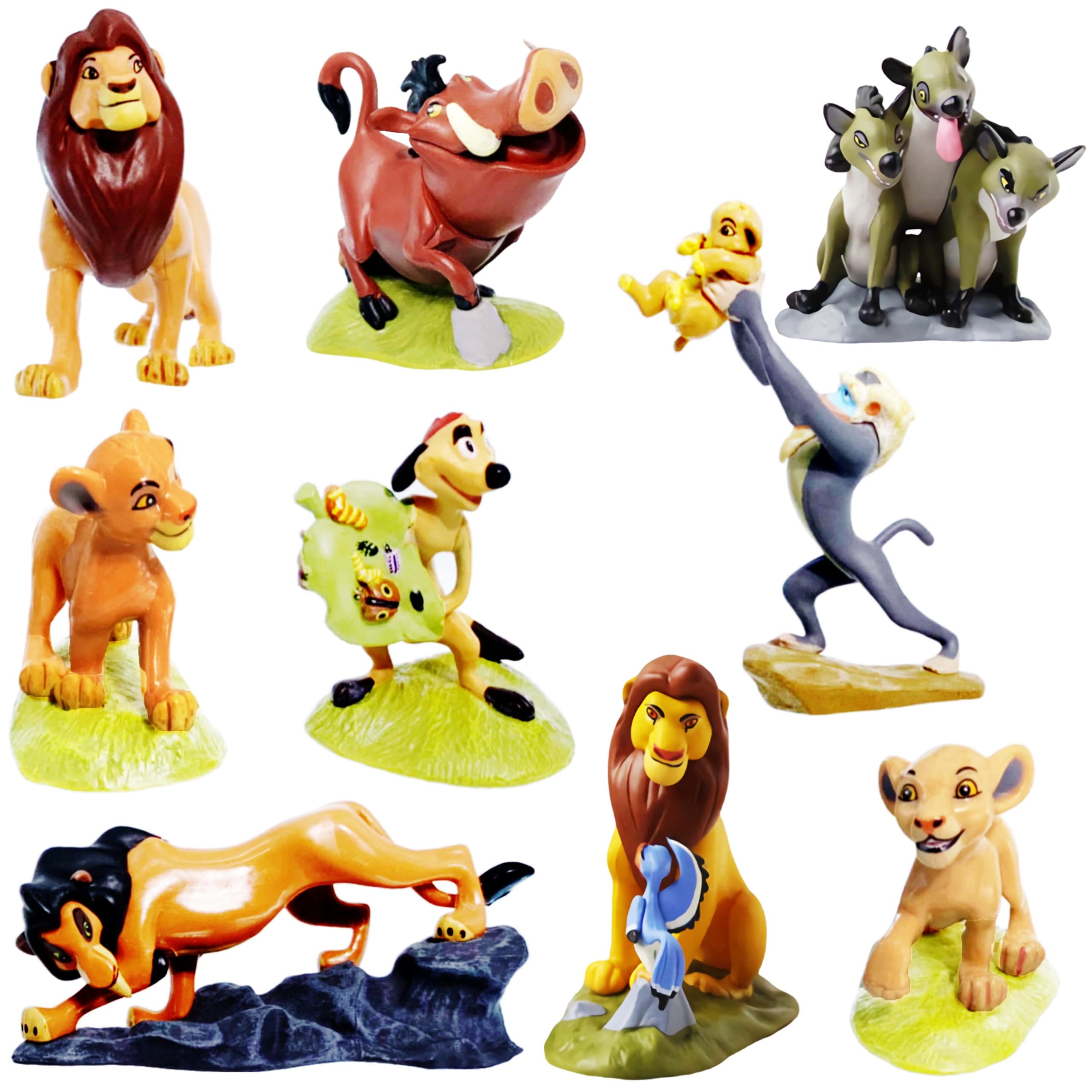Animal Figurine Commemorative Set, Spotted Hyena&Warthog,for Party Cake Animal Decoration (9 Piece)