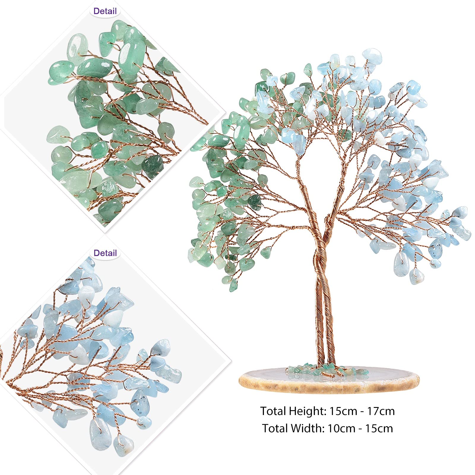 ARBRE D'ARGENT EN Cristal Avec Base De Tranche D'agate, Arbre De
