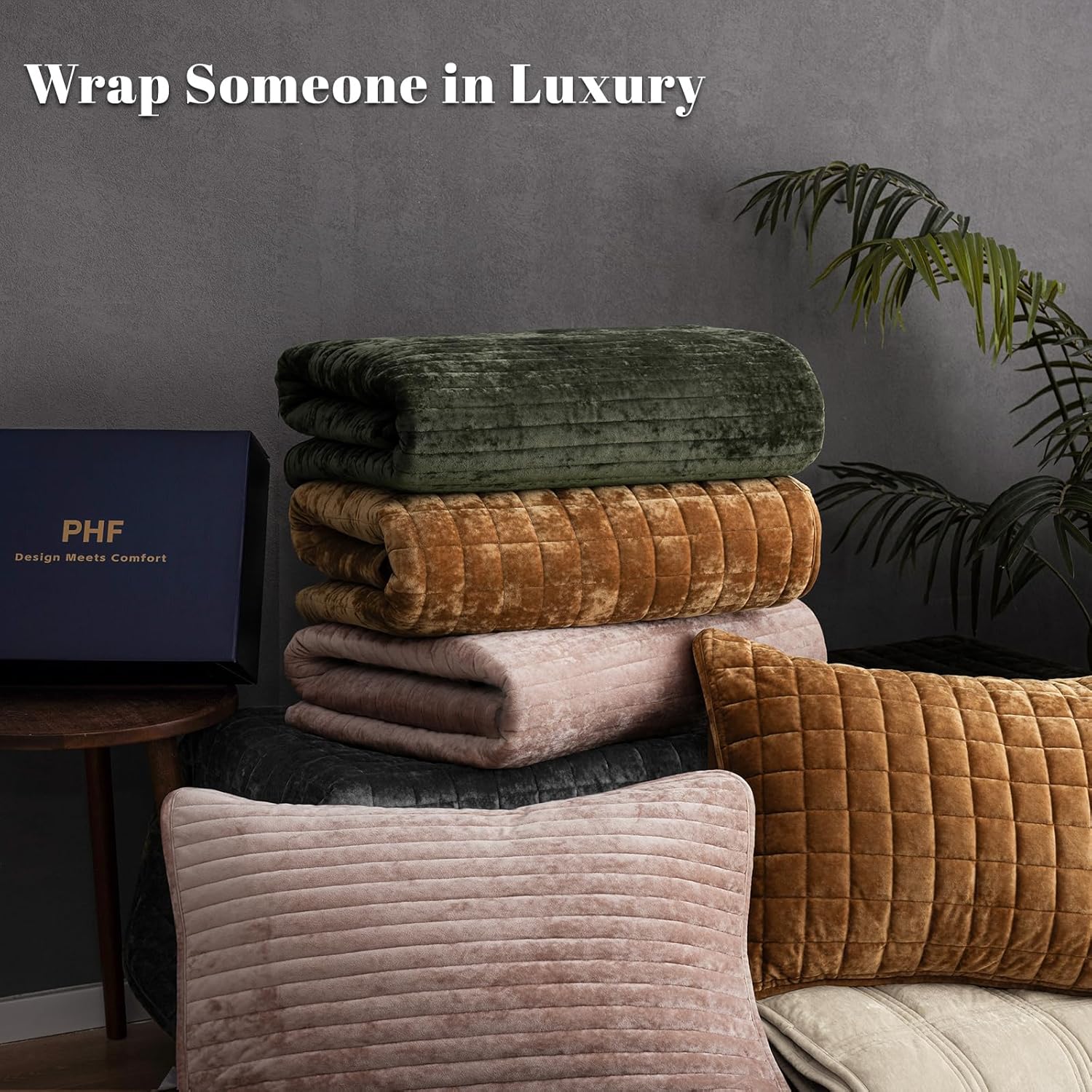 PHF Luxury Velvet Quilt Set Queen Size – 3PCS Ultra Soft Quilted Comforter Alternative with Striped Channel, Cozy Quilted Bedspread, 1 Coverlet with 2 Matching Shams, 90" x 92", Oxford Tan - Image 5