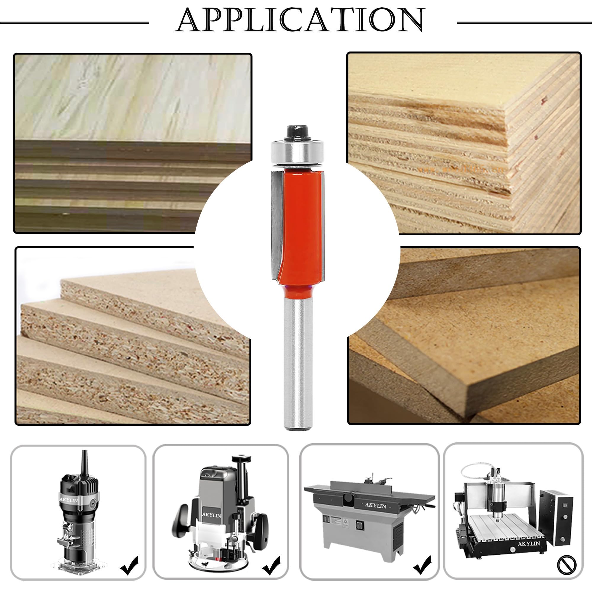 Akylin Router Bit Set Akylin Extra Long Flush Trim Router Bits - 1/2 ...