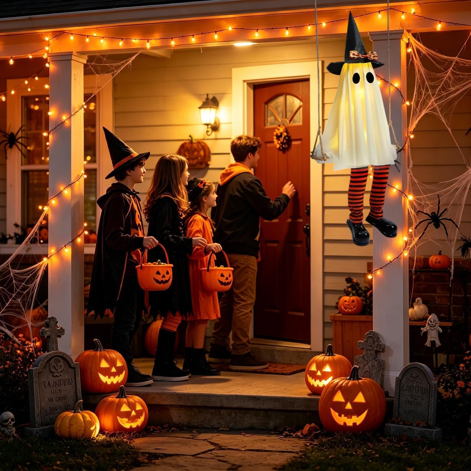 Halloween Geist Gruselige Requisite 1,8m mit Lichterkette