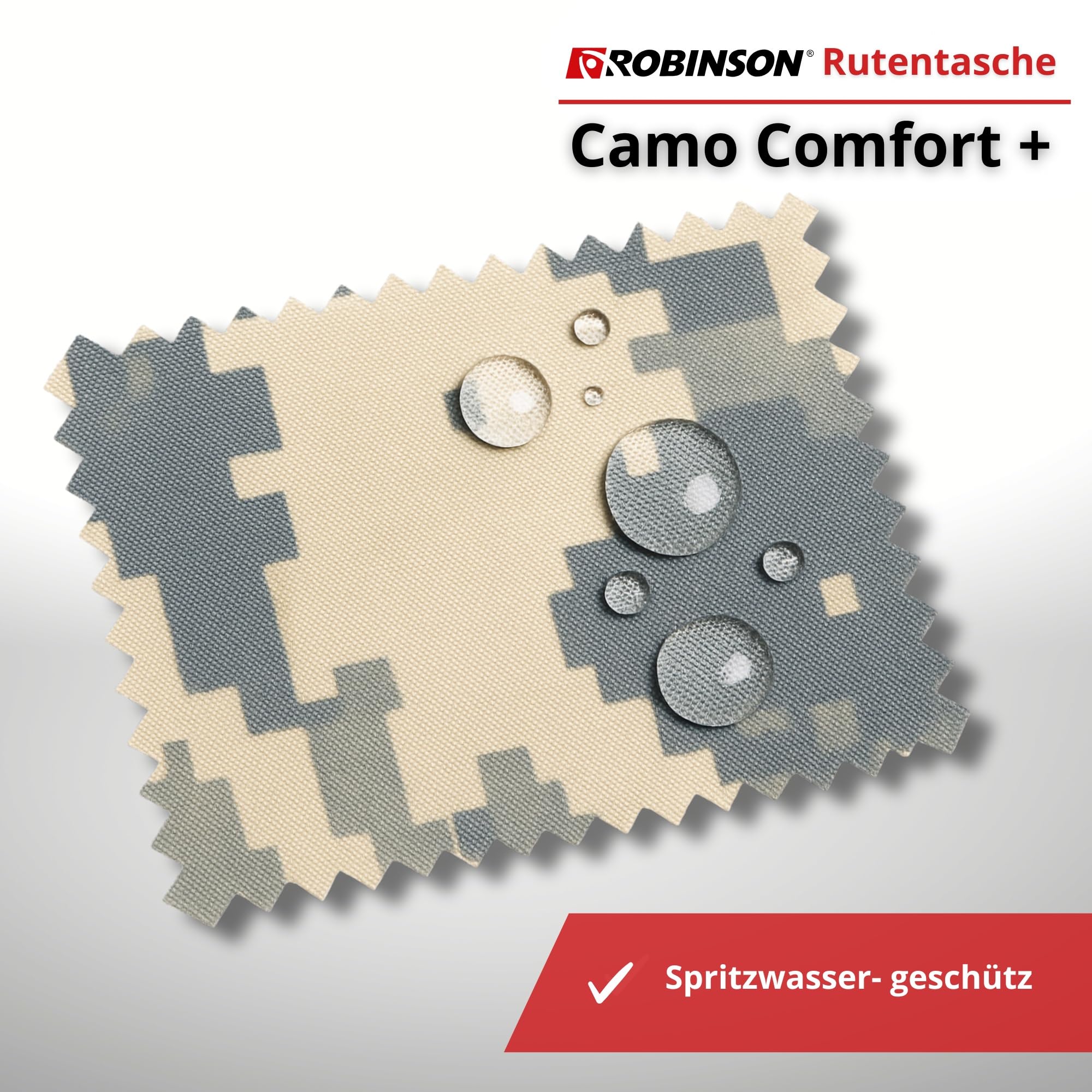 Robinson Rutentasche 1,5m - Angelrutentasche mit Rollenschutz - 2 Fächer verstärkt für Street Fishing und Spinnfischen, professioneller Rutenfutteral - Camo Comfort