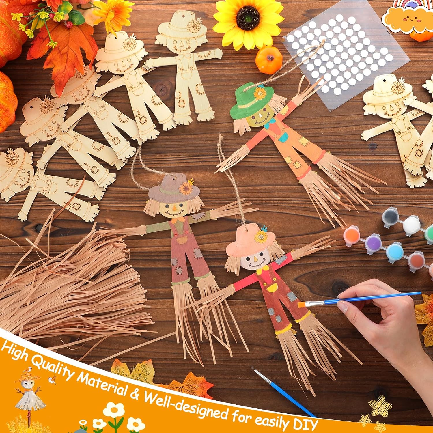 DoubleFill Fall Scarecrow Craft for Kids DIY Autumn Ornament Set, 12 Pcs image 4