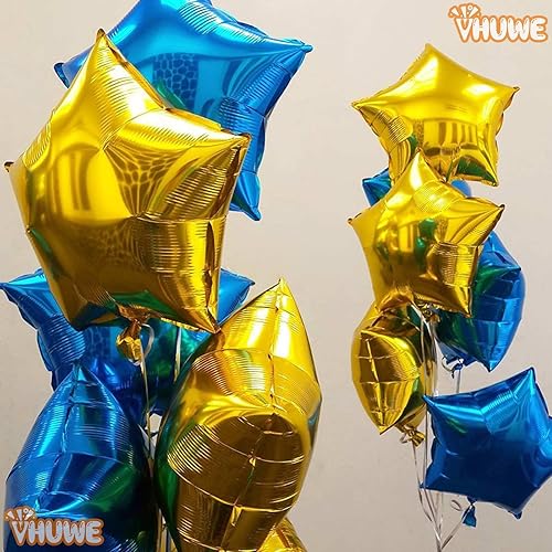 Miniatura 7 de Globos de estrella azul de 18 pulgadas, 10 unidades de globos metálicos de aluminio de helio de Mylar en forma de estrella azul para decoraciones de