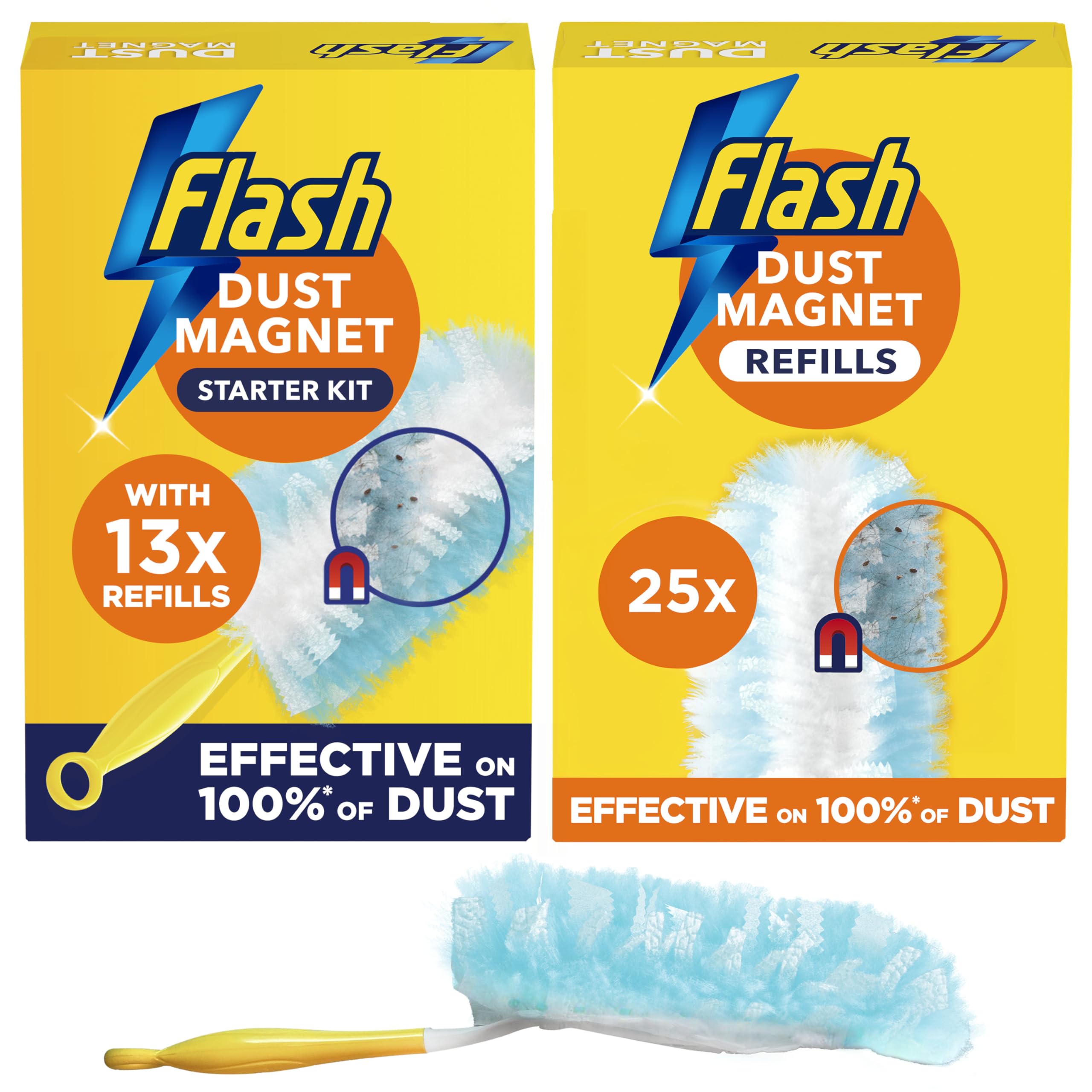 Flash Duster Dust Magnet Starter Kit (1 Handle + 13 Refills), Trap & Lock Away Dirt & Hair In No Time — view 9