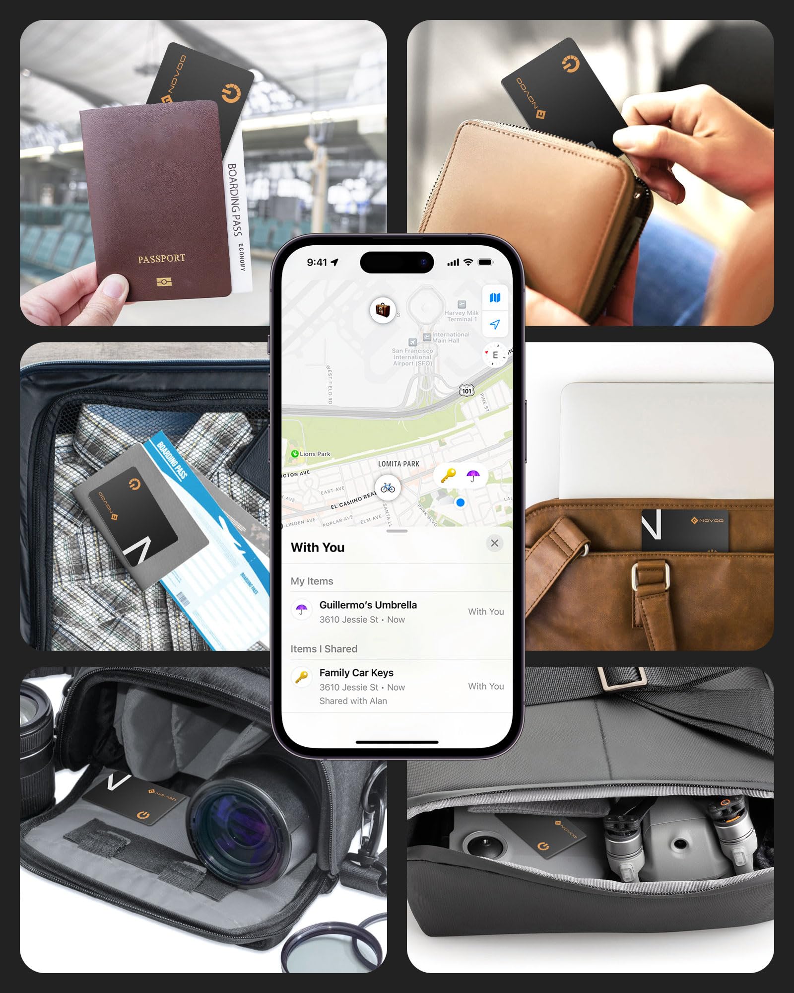 NOVOO Slim SmartCard Wallet Tracker, Air Locator Tag - 1.6mm Thin, 6-Year Battery, IP68 Waterproof, Apple Find My Compatible (iOS Only), Bluetooth GPS Item Finder (1-Pack) — view 7