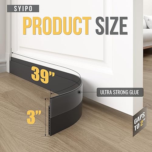 Miniatura 2 de Tope de puerta para grandes huecos, 3 pulgadas de ancho x 39 pulgadas de largo, sello ajustable ampliado debajo de la puerta para puertas exteriores