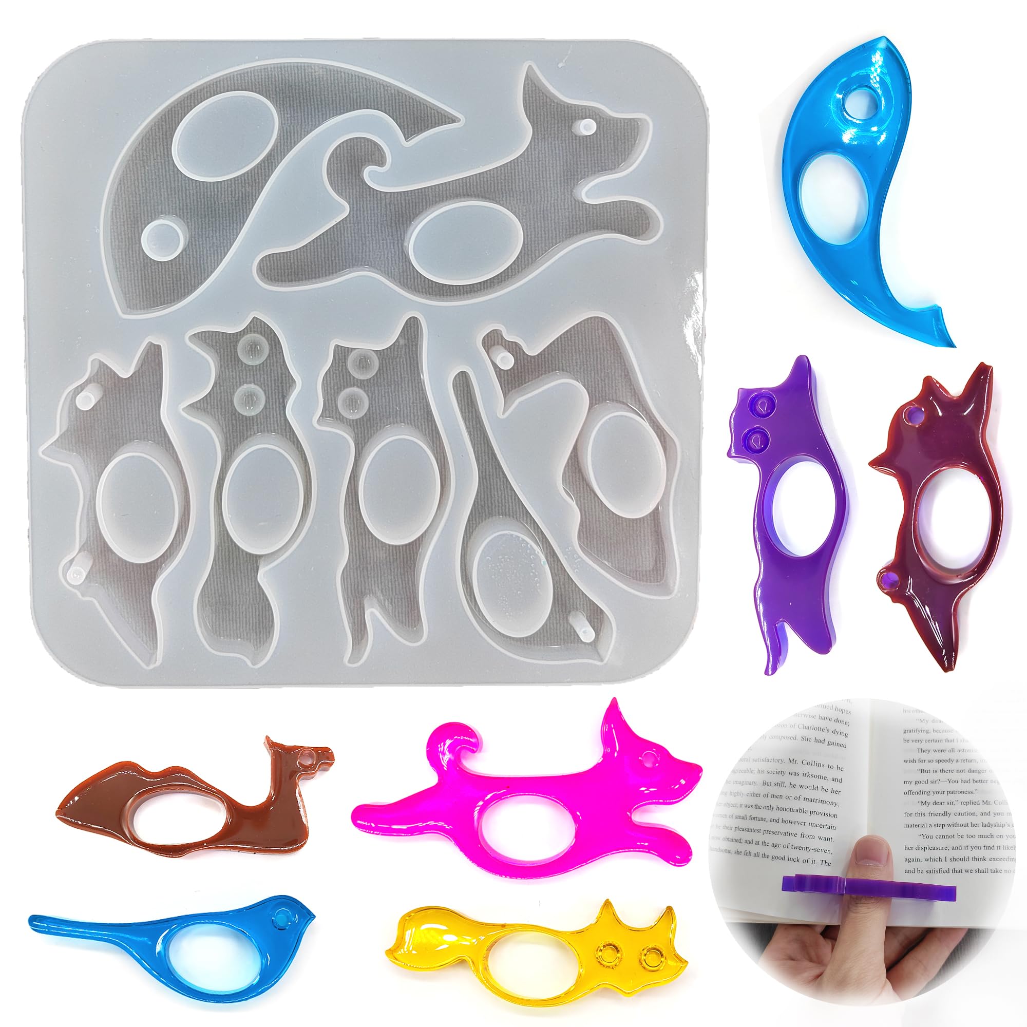 CHENNAN Moules En Silicone Pour Marque-Pages Résine Époxy - Formes Animales Mignonnes, Idéal Loisirs Créatifs