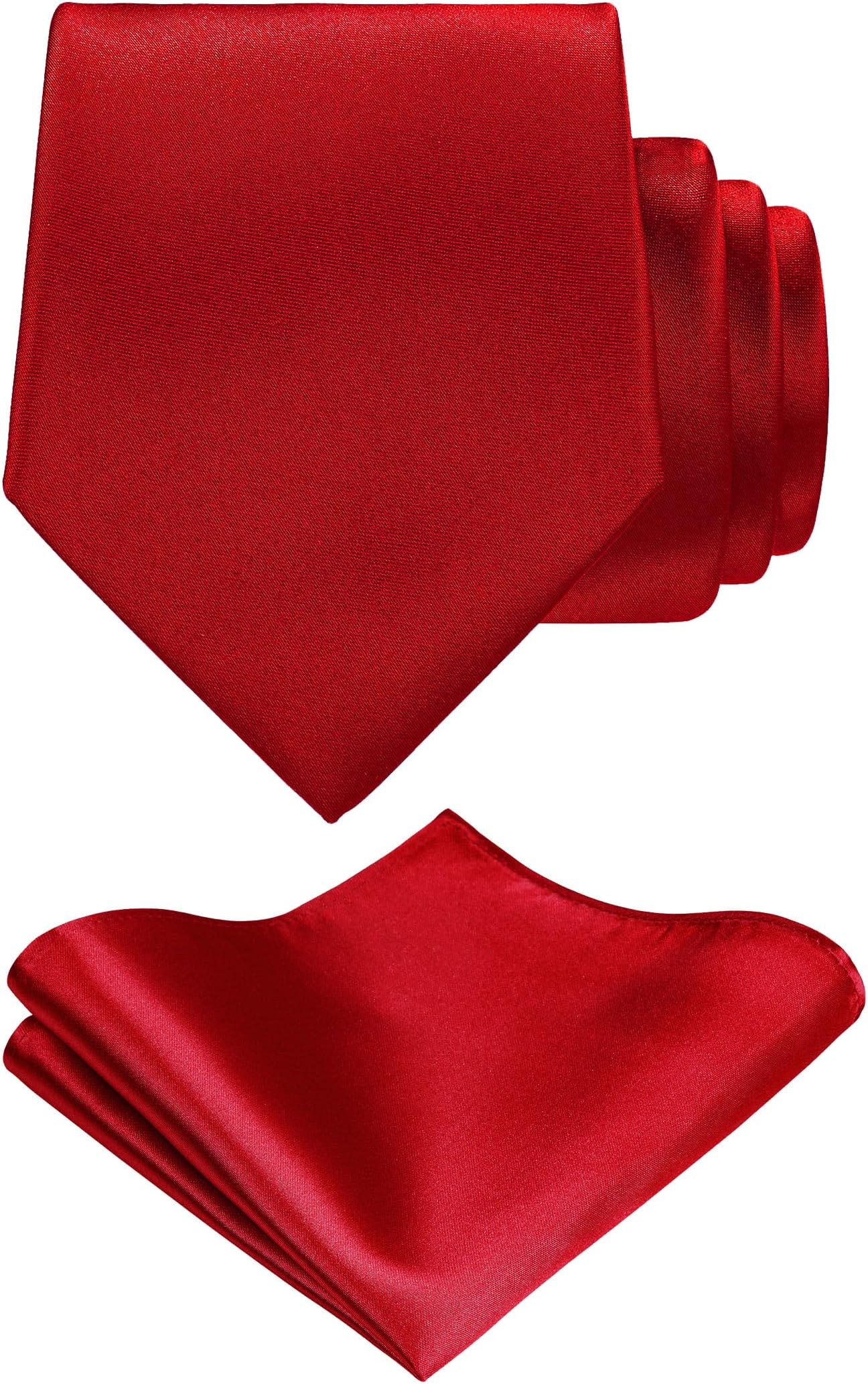 - TIE G Solid Satin Woven dyed Color Formal Black Necktie and Pocket Square Sets in Gift Box