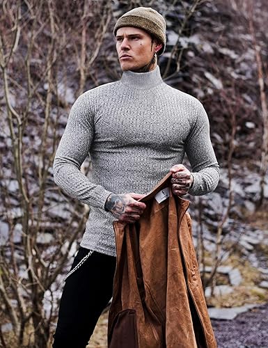 Miniatura 2 de JoZorro Camisetas de cuello alto falso para hombre, suéteres de manga larga de algodón de alta calidad para hombre