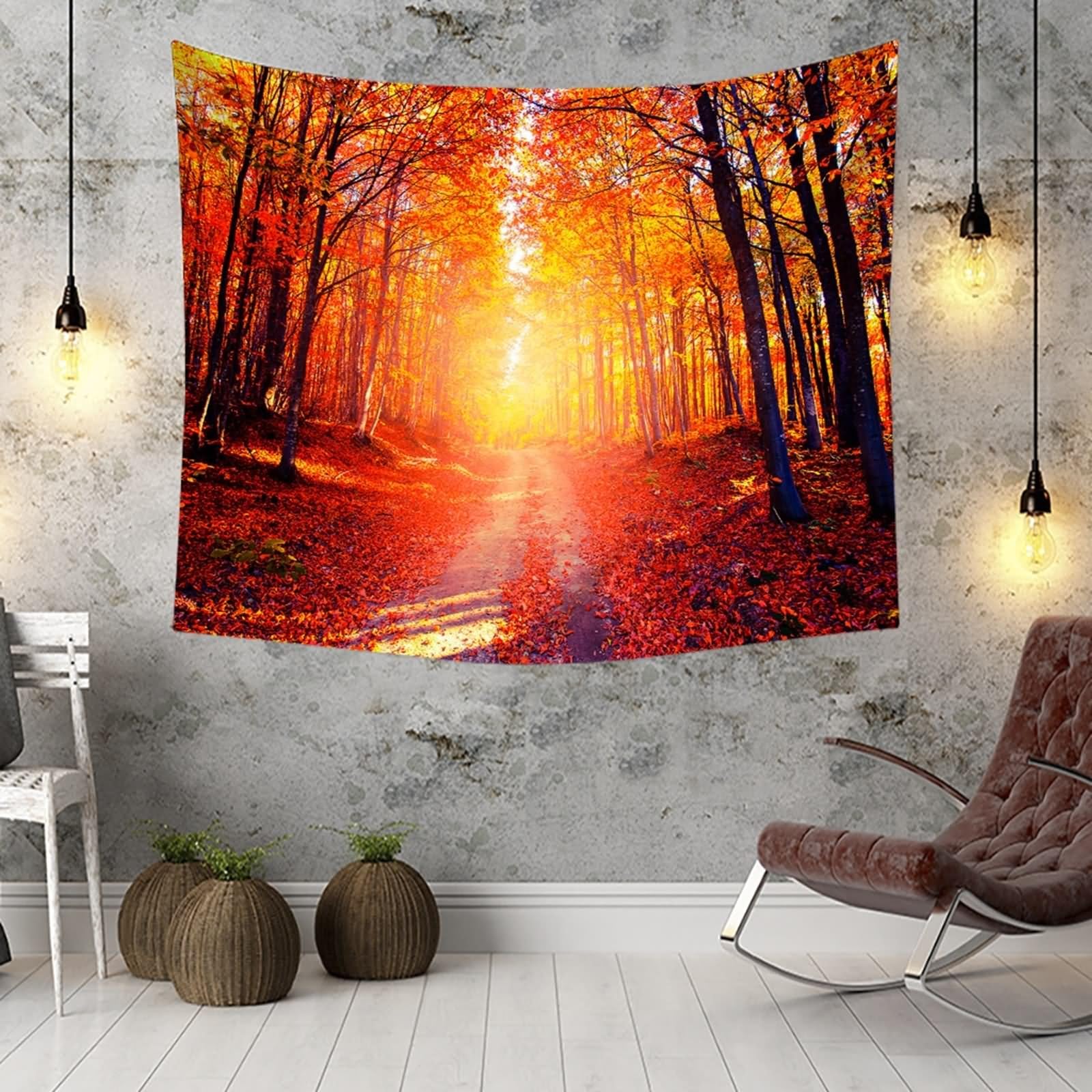 Tapices bohemios occidentales para colgar en la pared, tapices de pared, color naranja, otoño, arce, bohemio, decoración de pared, 200 x 200 cm