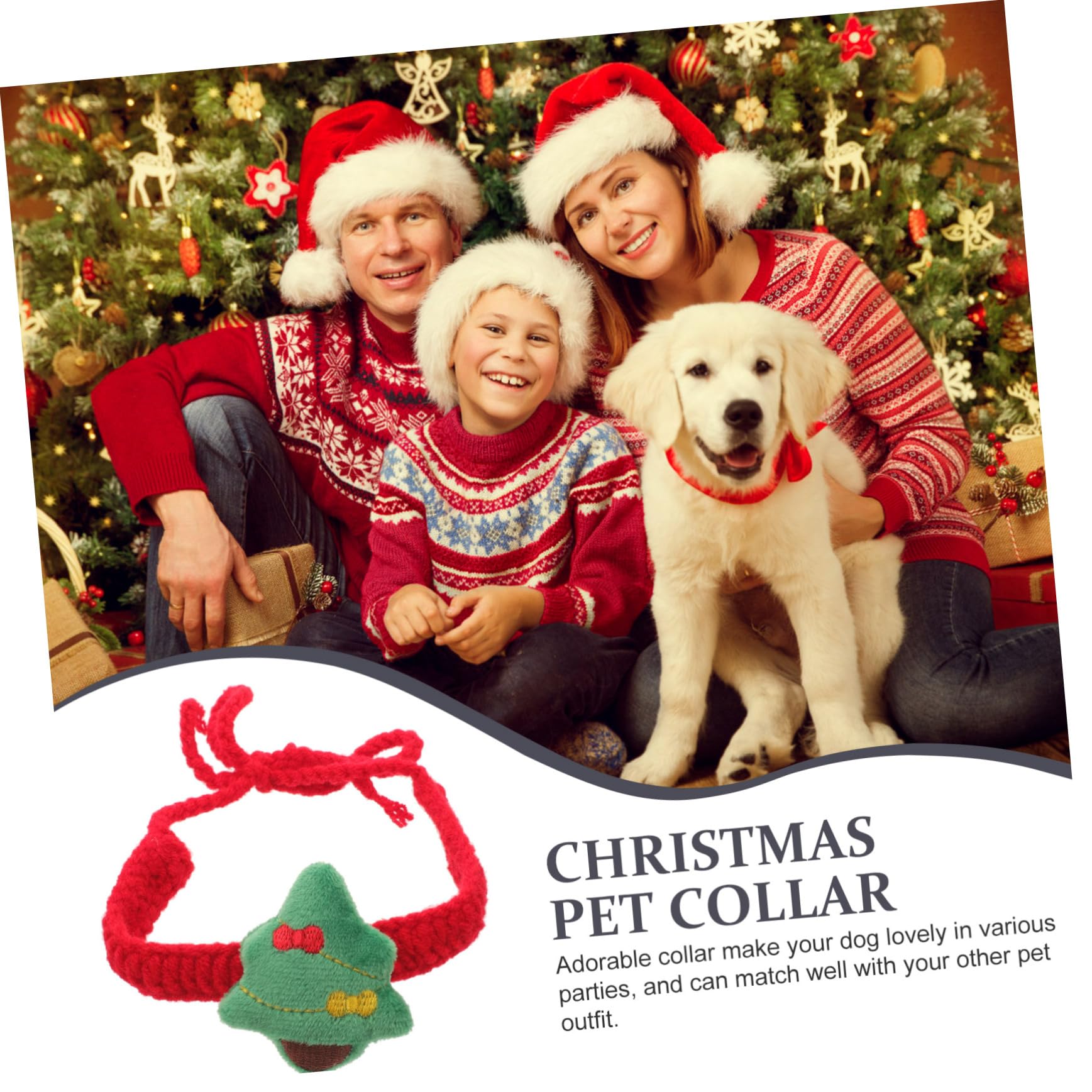 ABOOFAN Collier de Noël Tricoté Ajustable pour Chat et Chiot Collier pour Animaux de Compagnie avec Noeud