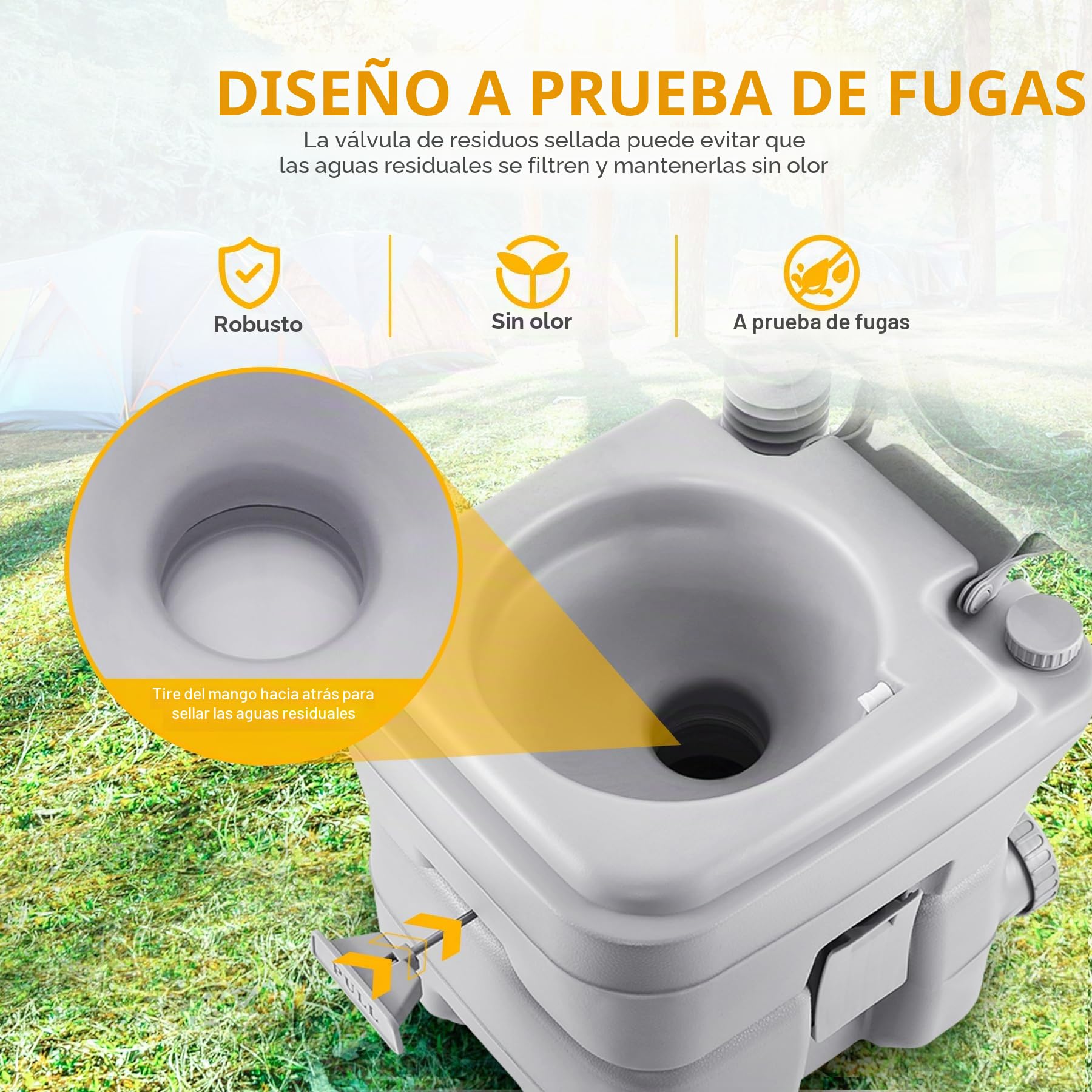 Samger 20L Inodoro Portatil, Químico Baño WC con Tapa de Inodoro, Desmontable Inodoro, Extraíble Químico Carga Máxima de 130kg para Autocaravana Camping RV