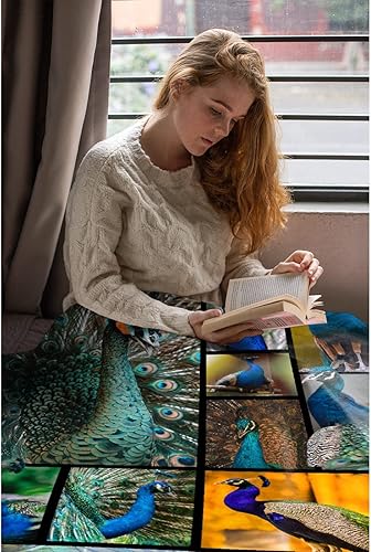 Miniatura 4 de Manta de pavo real, manta divertida de animales de pavo real, manta de felpa para niños pequeños utilizada para la cama y el sofá, ligera,