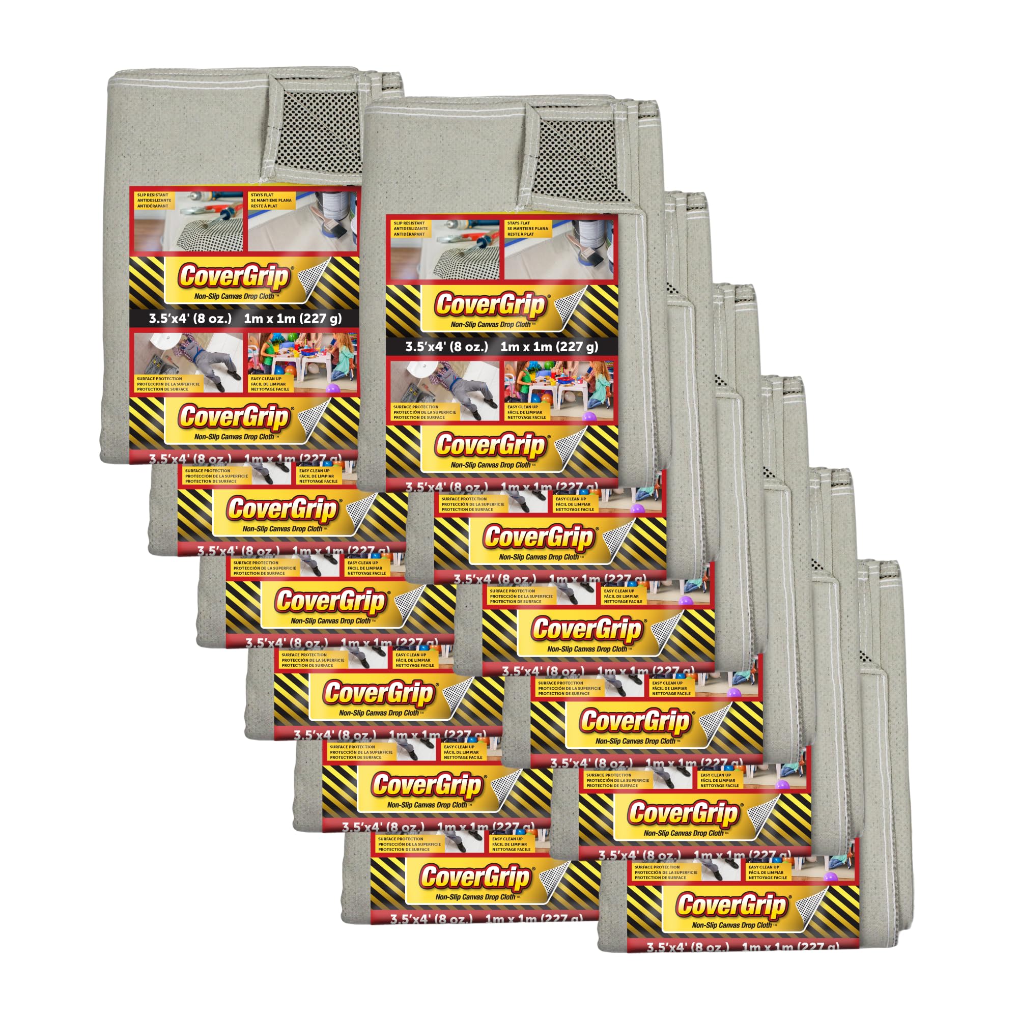 Quick Drop 8 Oz Canvas Safety Drop Cloth, 3.5' x 4', (Pack Of 12)