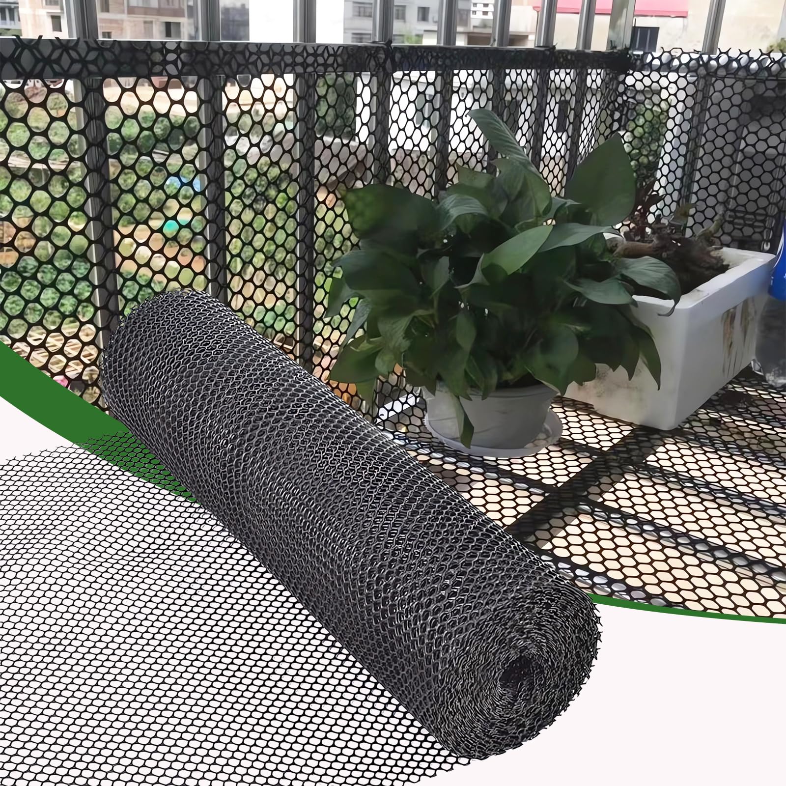 HQQMNY Garden Net Plastic Fence Made of HDPE Lawn Protection Mesh 0.3 m x 4 m Lawn Reinforcement Grid Rot-Proof Mesh Fence for Garden Plants, Fruit, Vegetables and Flowers Black Net Hole: 0.8 cm