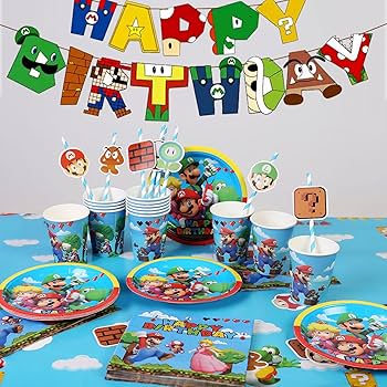 スパーマリオ　パーティー飾り Amazon.co.jp: スーパーマリオブラザーズ パーティー用品 5歳の