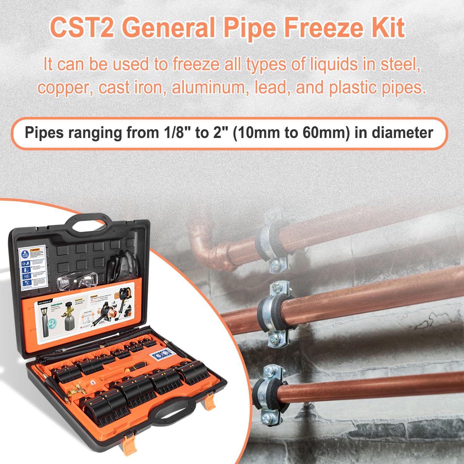 Pipe Freeze Kit, CST2 Pipe Freezing Kit For 1/8