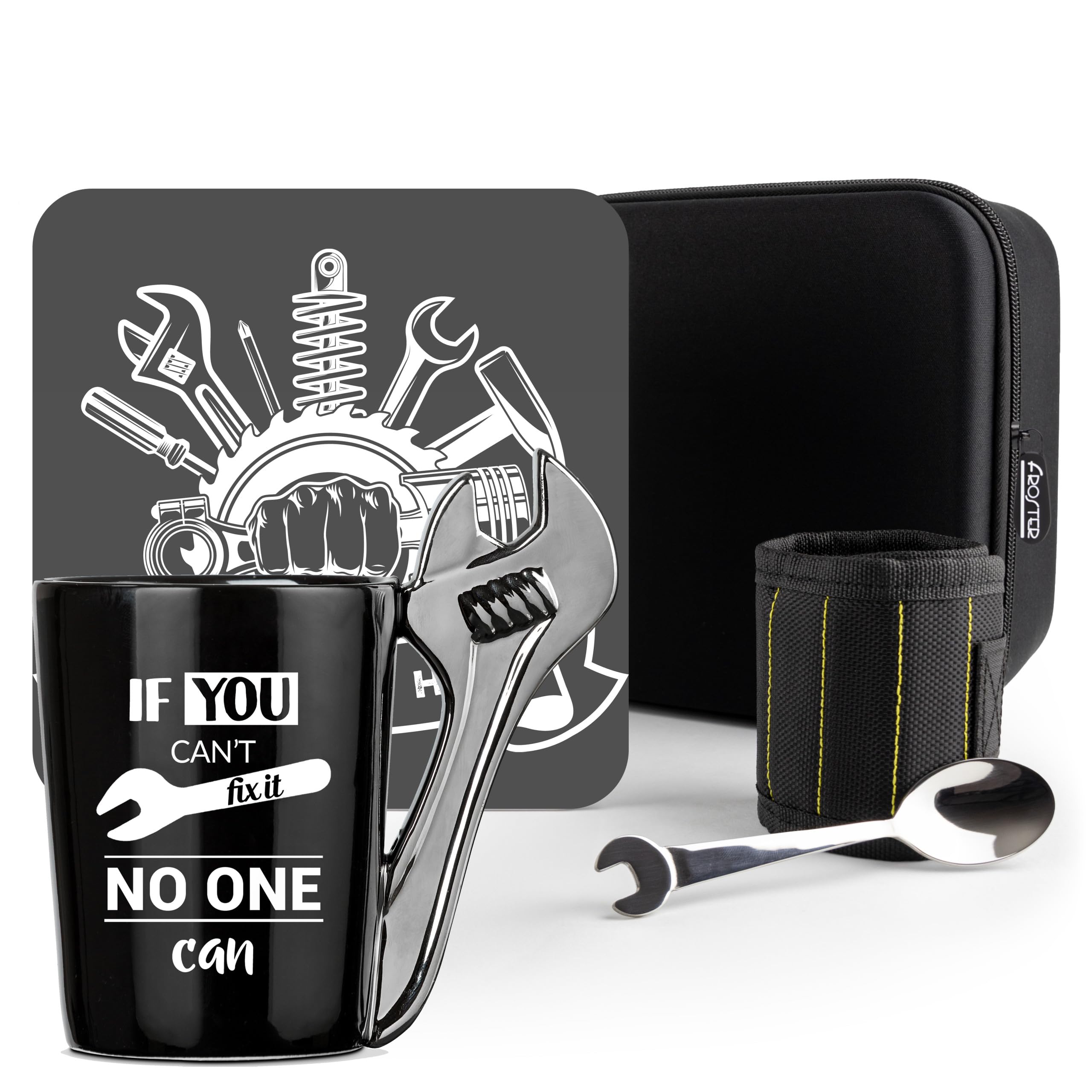 Cadeau mécanicien : coffret bricoleur avec tasse 3D et bracelet magnétique Froster
