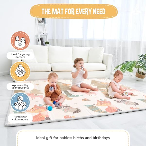 Tappeto Gioco Bambini Pieghevole 150x180x1cm Palestrina Neonato Montessori Reversibile Non Tossico E Impermeabile In Schiuma Per Bimbi. Palestra Neonati - Tappeto Tummy Time Neonati - Regalo Bambino - 5