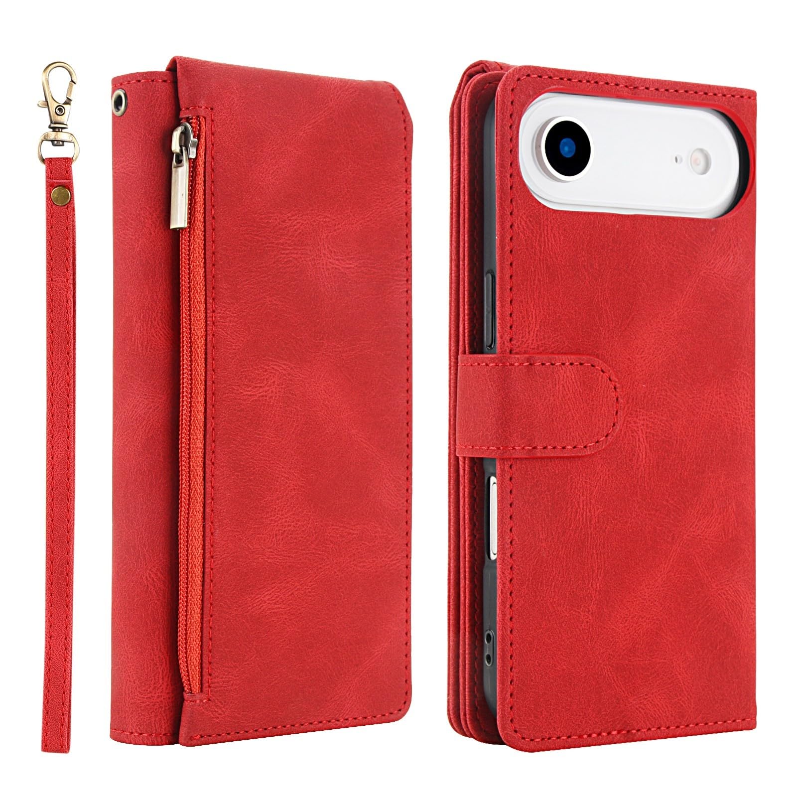Étui iPhone 17 rouge avec fermeture éclair protégeant vos cartes - 8