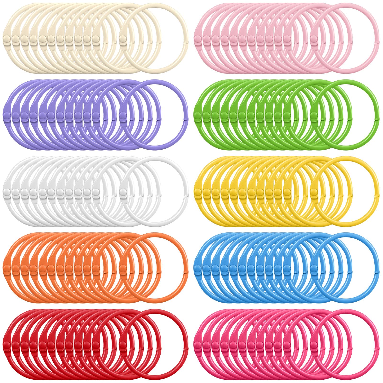 Jadive Confezione da 500 anelli sfusi per raccoglitori, 2,5 cm, per ufficio, libri, schede di memoria, per scuola, casa, ufficio (colorati, 25 mm)