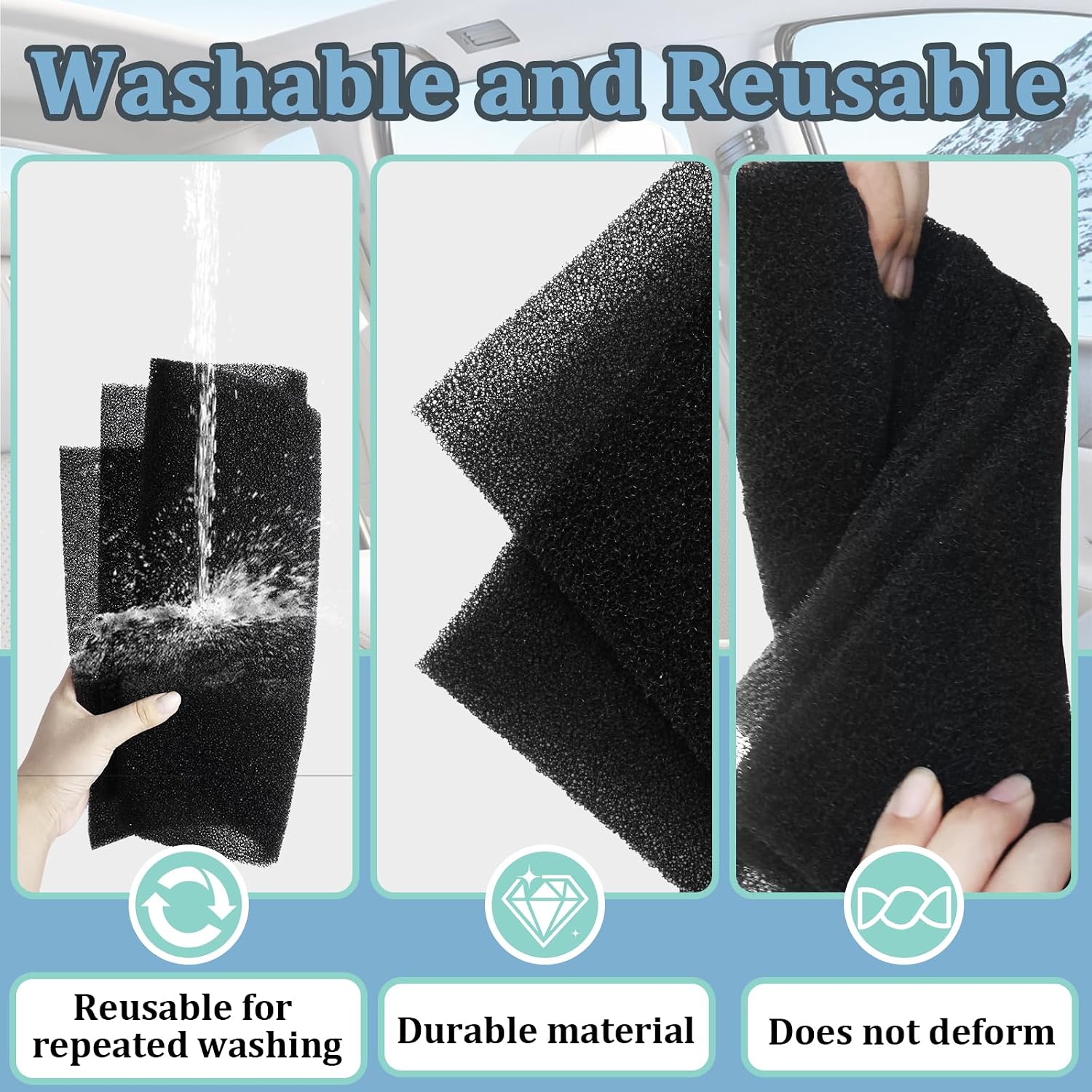 30 PPI Sponge Filter, Foam Filter Replacement, Universal Air Filter Sheet,Size 24" x 12" x 3/8", Perfect for Cutting and Fitting Purifier, Aquarium, Fish Tank, Air Conditioner image 4