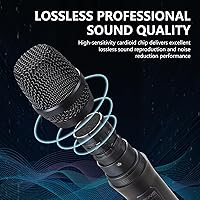 Vista 3 de Sistema de micrófono inalámbrico, micrófono dinámico inalámbrico dual Pro UHF de metal, frecuencias ajustables de 2 x 30, sistema de micrófono