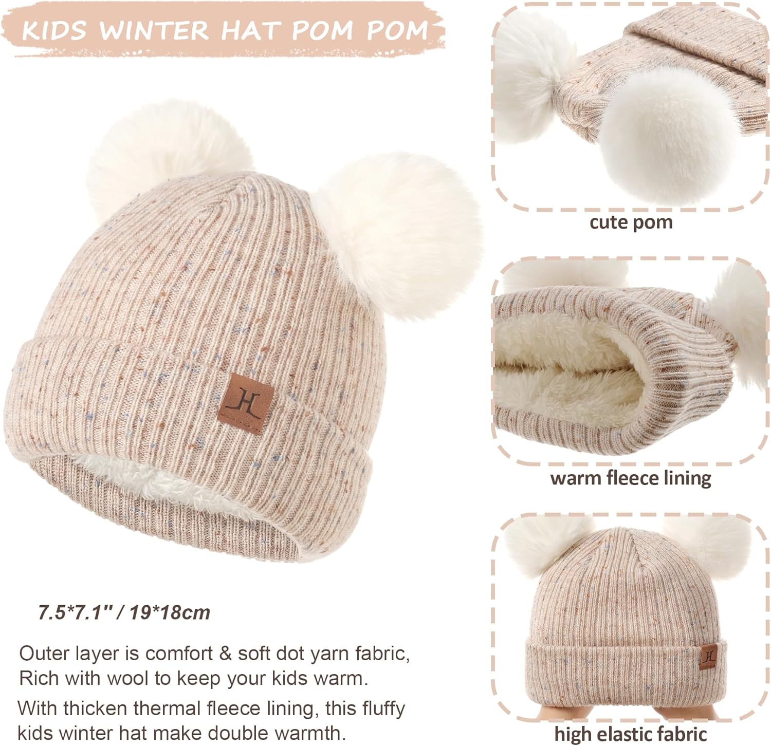 Toddler Hat Scarf Glove Set 2t-4t Boy Girls Winter Beanie Hat Neck Warmer Mitten Kids Hats And Gloves Ages 4-8 Fleece Lined - Image 3