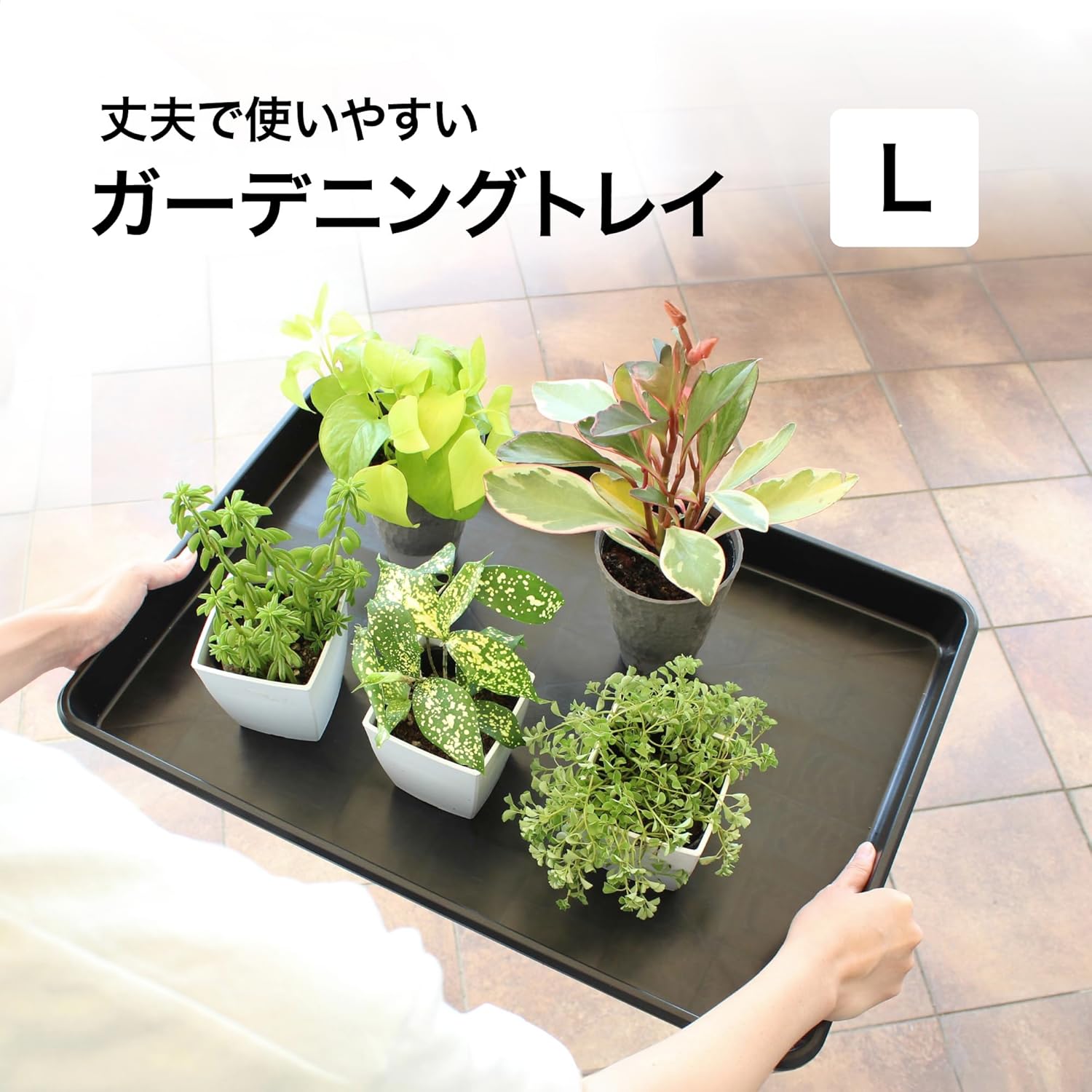Takasho Garden Pot, Gardening Tray, Large, Black, Plants Tray, Large Basket, Gardening, Work Tray, Multi-Purpose Polypropylene GTS-02