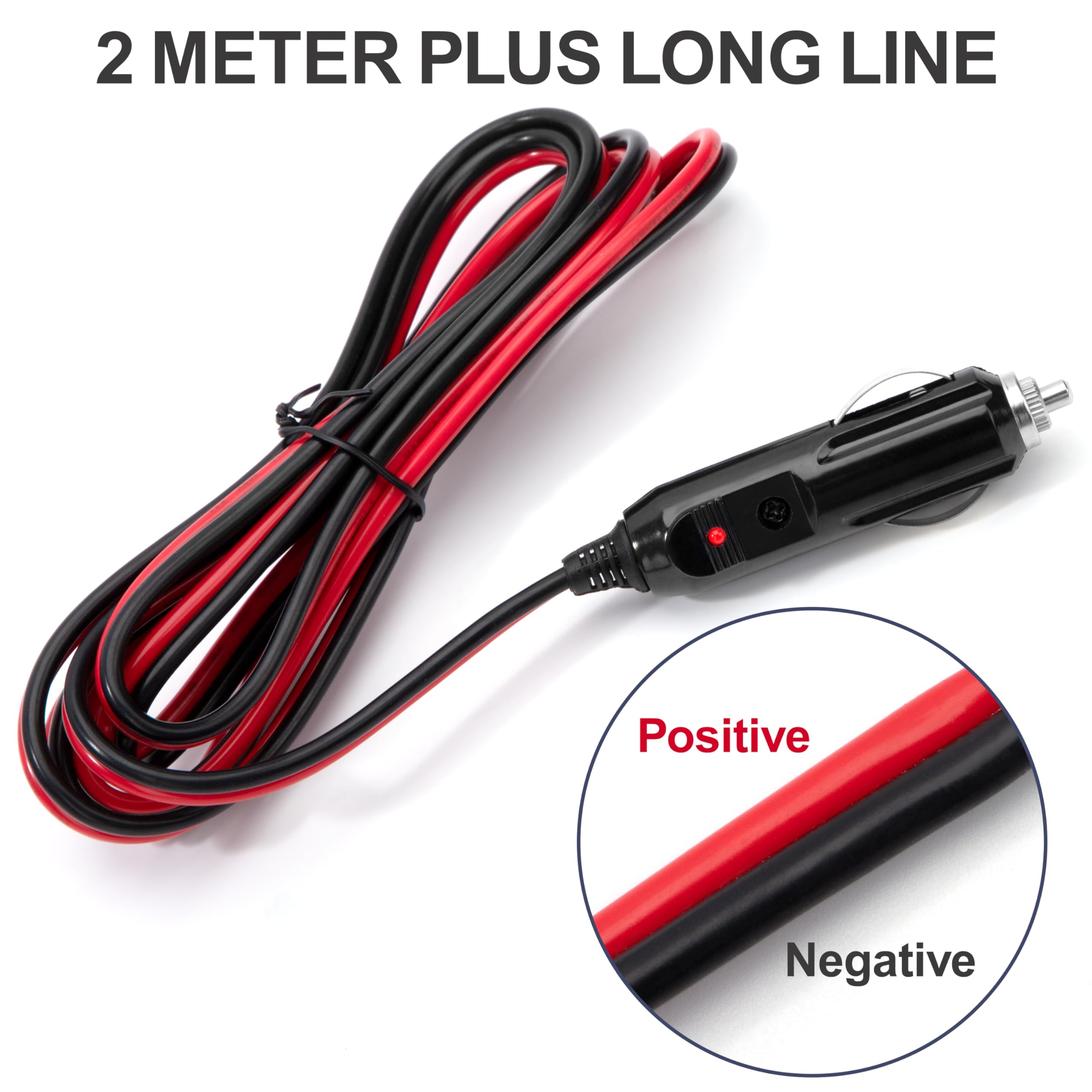 GUNGY Rallonge Allume-Cigare 2m 12V/24V – Câble 14 AWG + Fusible 15A, Voiture/Camion/Bateau