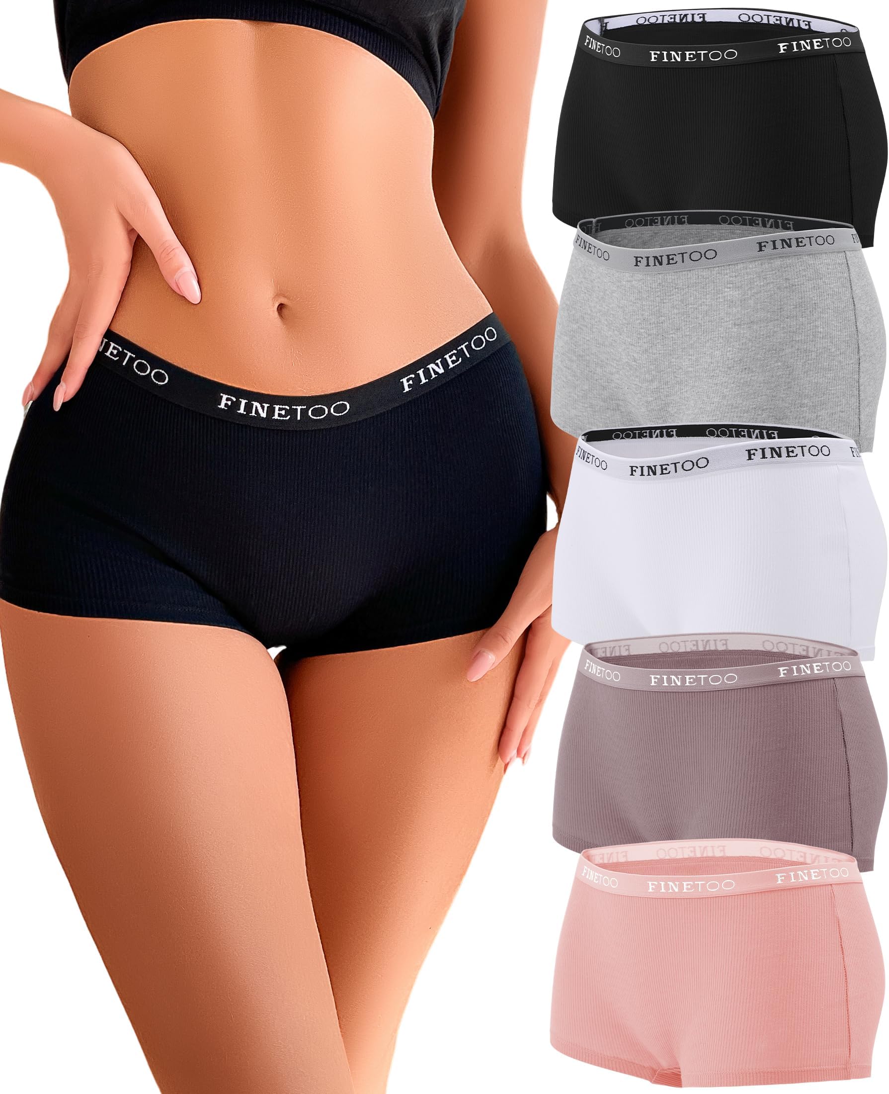Boyshort Underwear for Women Cotton Boxer Briefs Full Coverage Ladies BoyShorts Panties 5 Pack