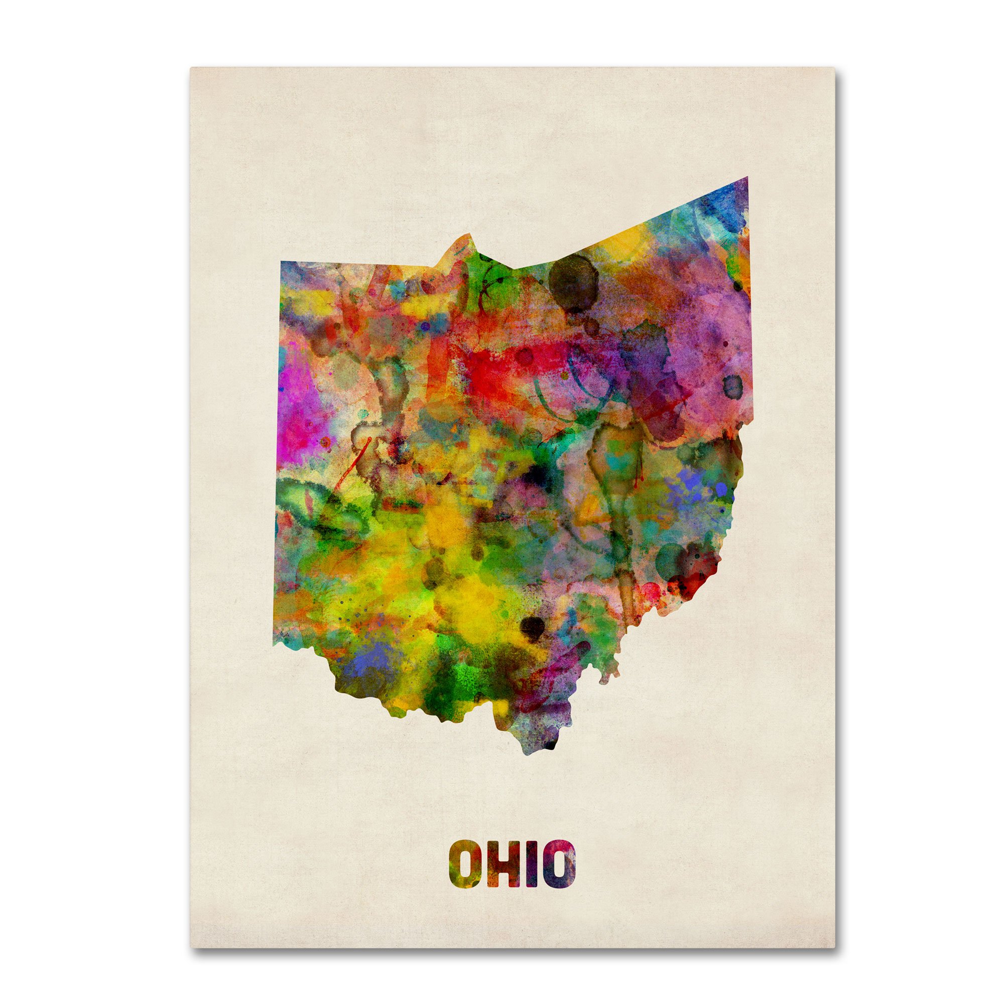 Trademark Fine Art Ohio Map by Michael Tompsett Canvas Wall Art, 18 by 24-Inch