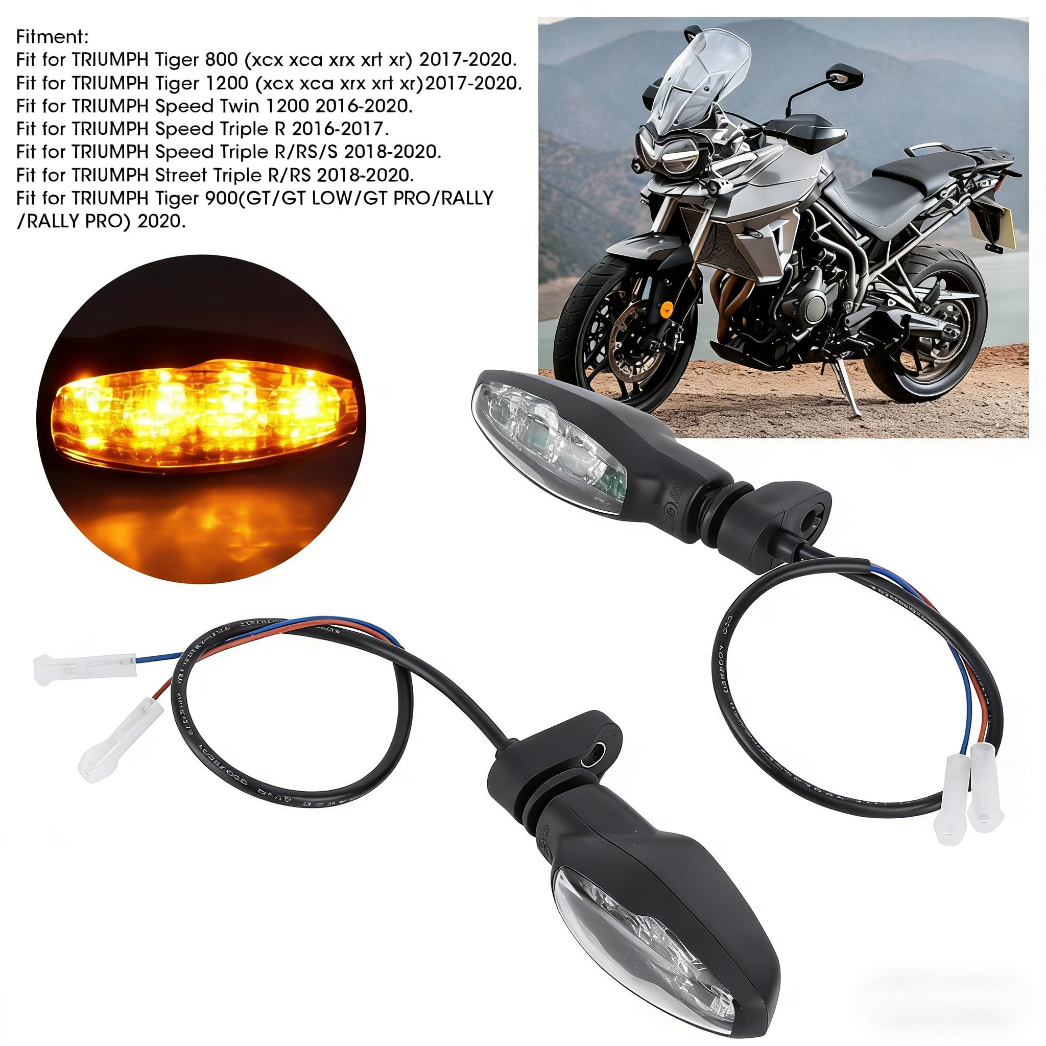 Indicatori di direzione per moto, 1 paio di indicatori di direzione anteriori a LED da 12 V per TRIUMPH Speed ​​Twin Speed ​​Triple R/RS/S Tiger 800/1200