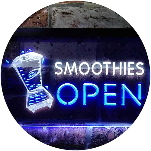 Miniatura 9 de Smoothies Open Shop - Letrero de neón LED de doble color, blanco y amarillo, 16 x 12 pulgadas, st6s43-i0264-wy