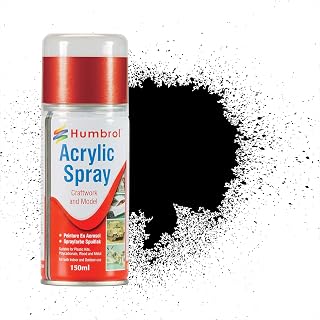 Humbrol Acrylic Spray Satin Shade 85 Paint Model Kit, 150ml, Black