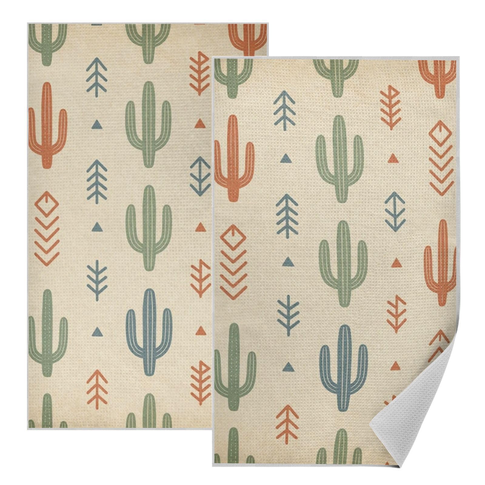 Juego de toallas de cocina de gofre estilo western boho y paños de microfibra