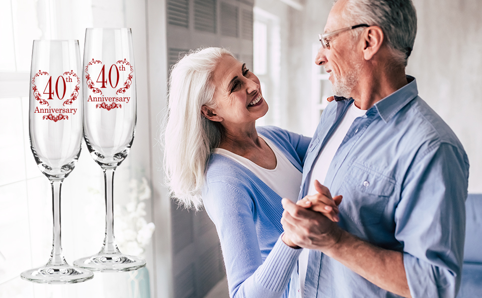 Amazon.com | Tom Boy 40th Anniversary Champagne Flutes, 40th Wedding  Anniversary Couple Gifts, Wedding Anniversary Champagne Flutes Glasses Set  of 2, Couples gifts, Anniversary 40th Gifts for Parents: Champagne Glasses