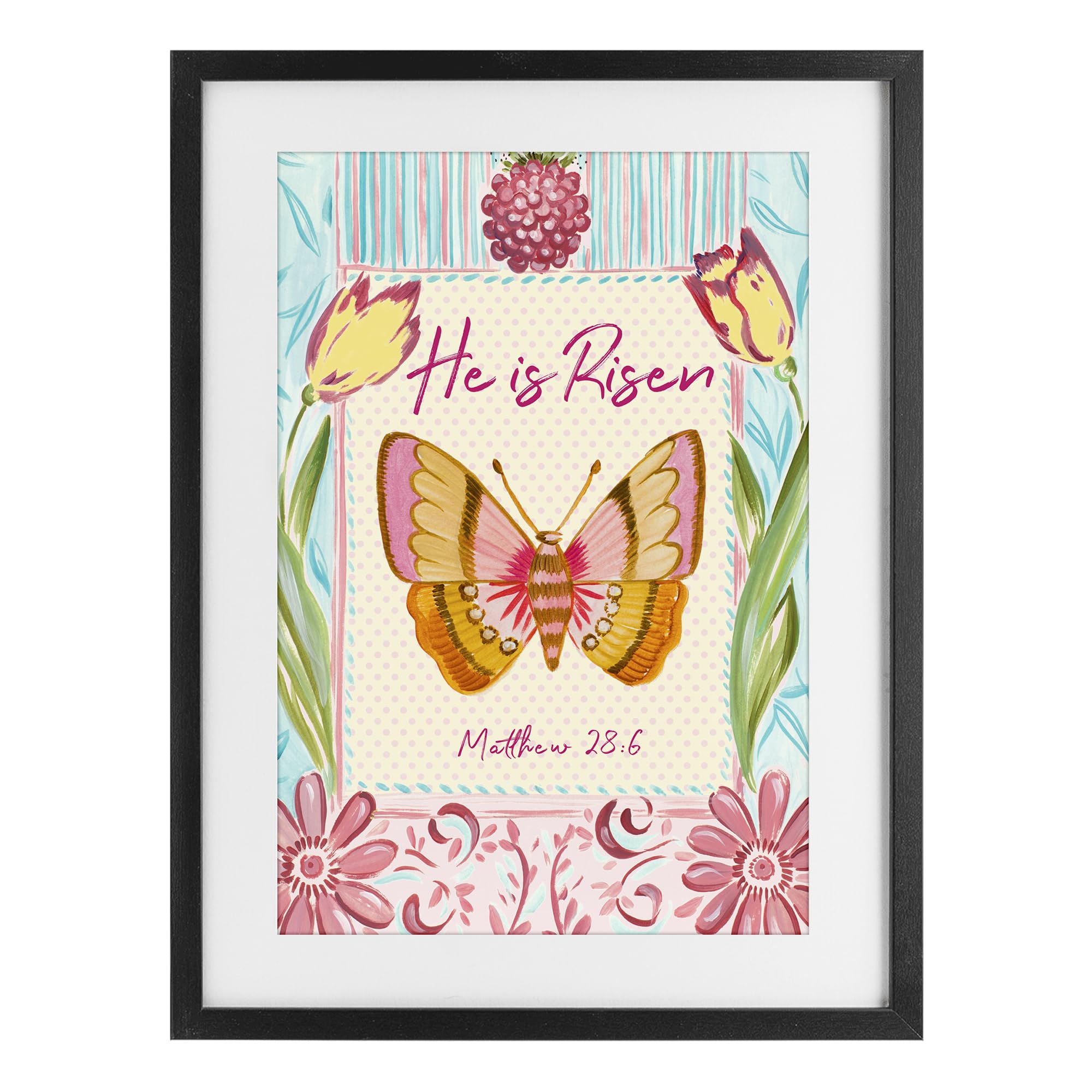 Impression encadrée He Is Risen papillon pour salon et chambre