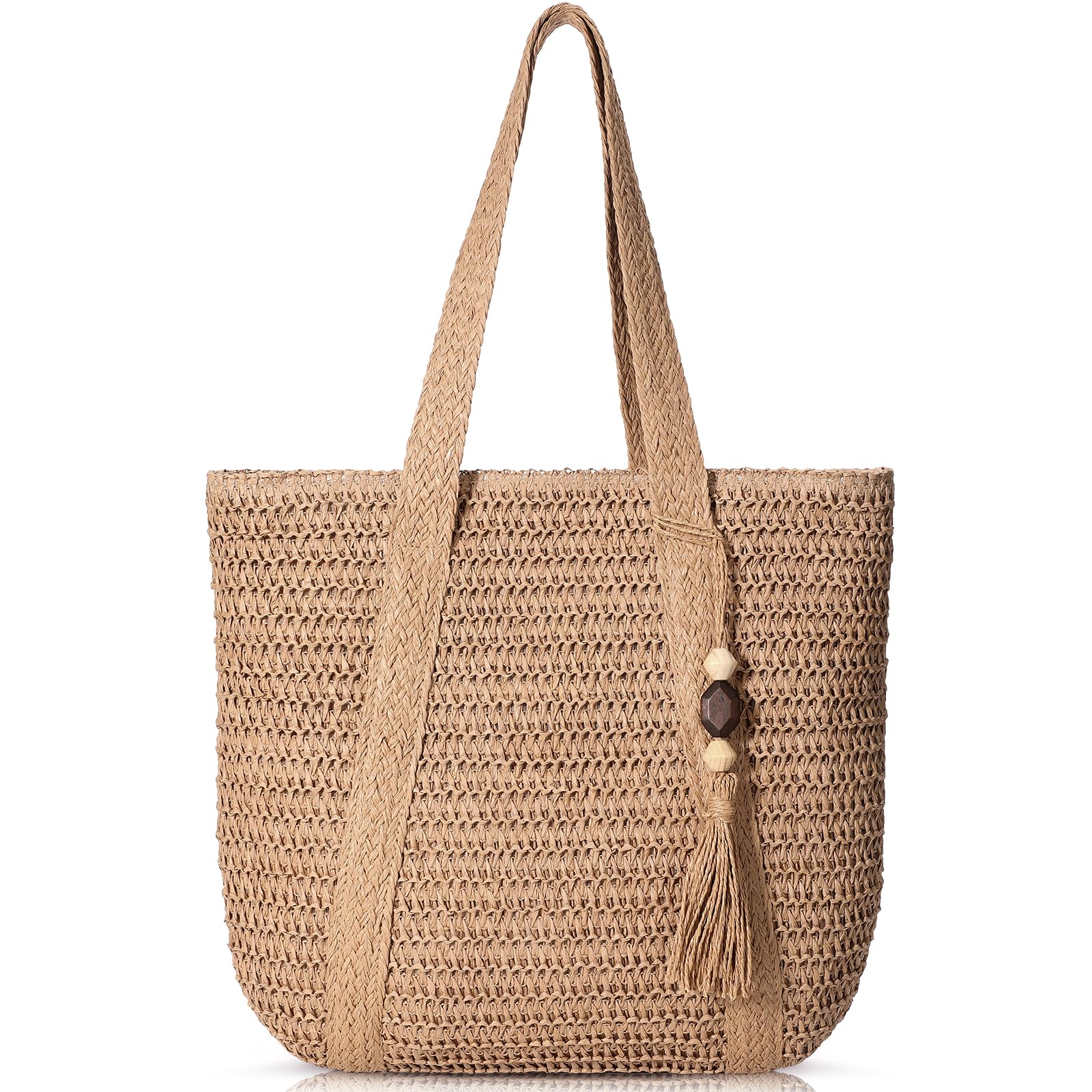 Trifabricy Beach Bags for Women - Women Straw Tote Bag, Large Capacity Woven Beach Tote, Summer Handbag Shoulder Bag