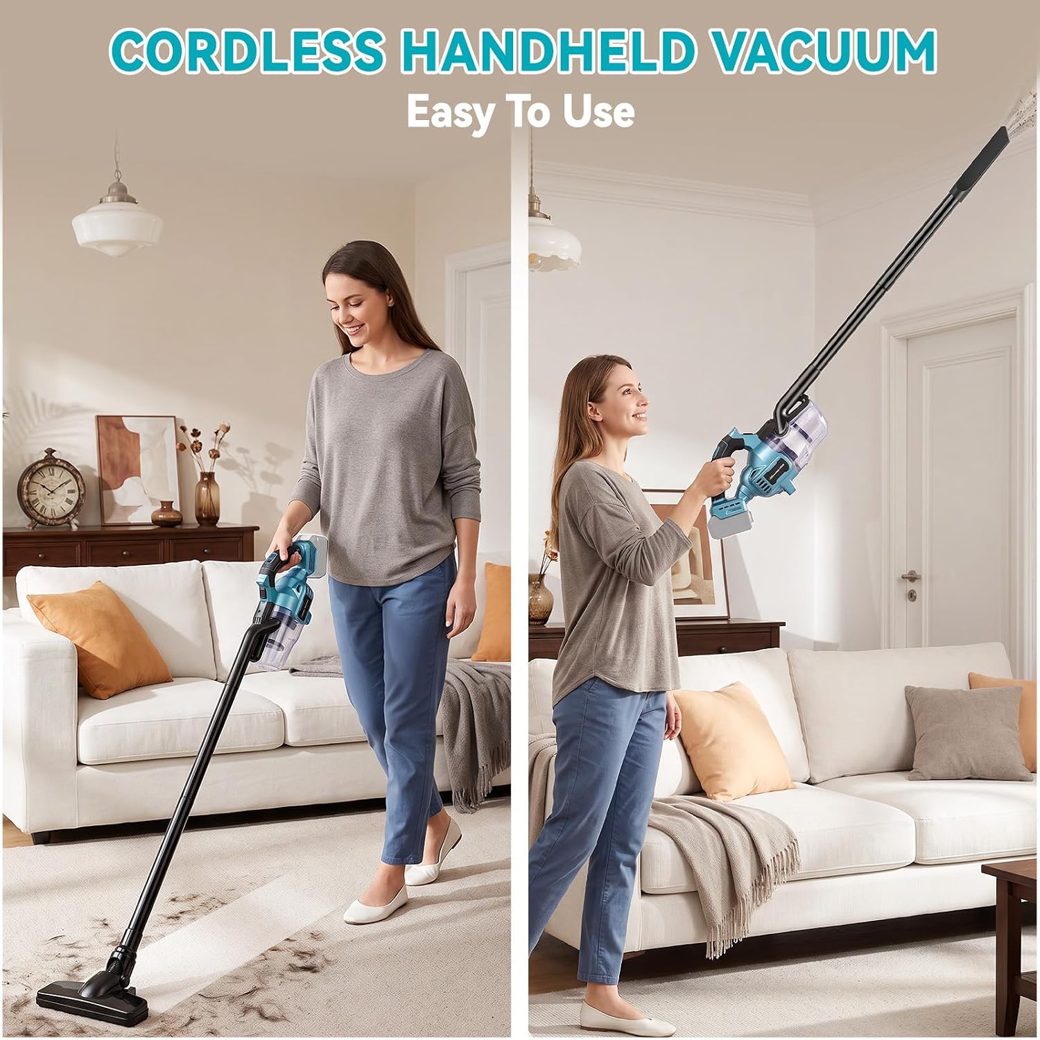 Cordless Handheld Vacuum Compatible With Makita 18V Battery (Battery Not Included), 400W Strong Suction 5-In-1 Portable Vacuum Cleaner With LED Light and 2 HEPA Filters For Car Garage Home Pet Hair