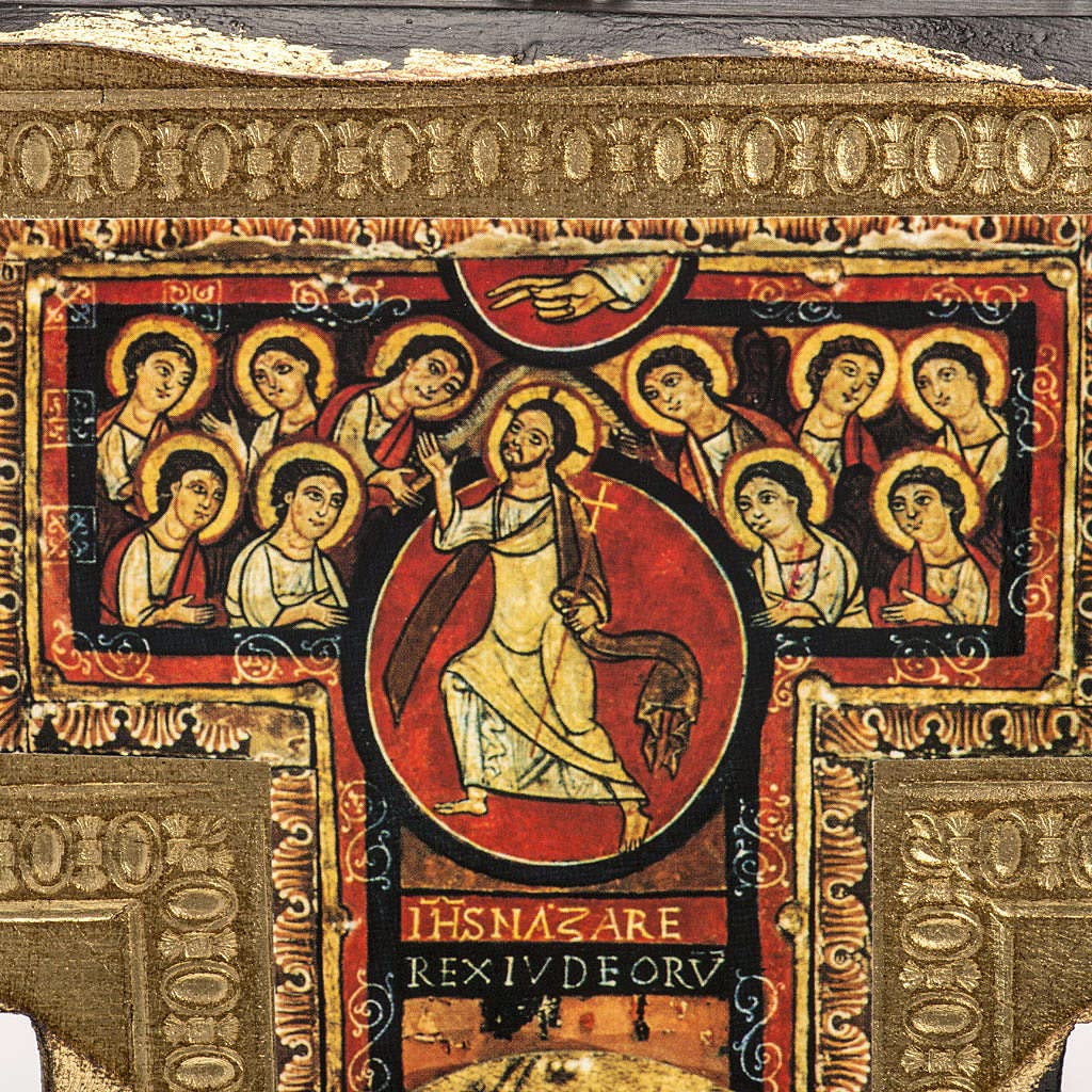 Holyart Crocifissi in legno: Crocifisso San Damiano legno bordo irregolare, 21 cm (8.27 inc.)