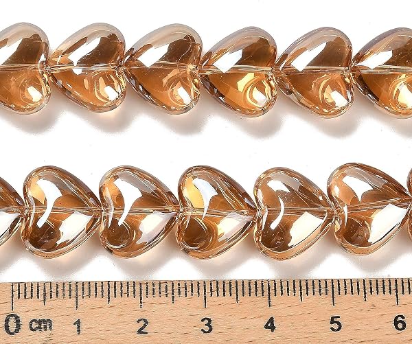 50 pezzi Fili di Perline di Vetro a Cuore Forma di Cuore Elettroplaccate Perline Sfuse per Orecchini Fai da Te Braccialetto Collana Creazione Gioielli Goldenrod - 2