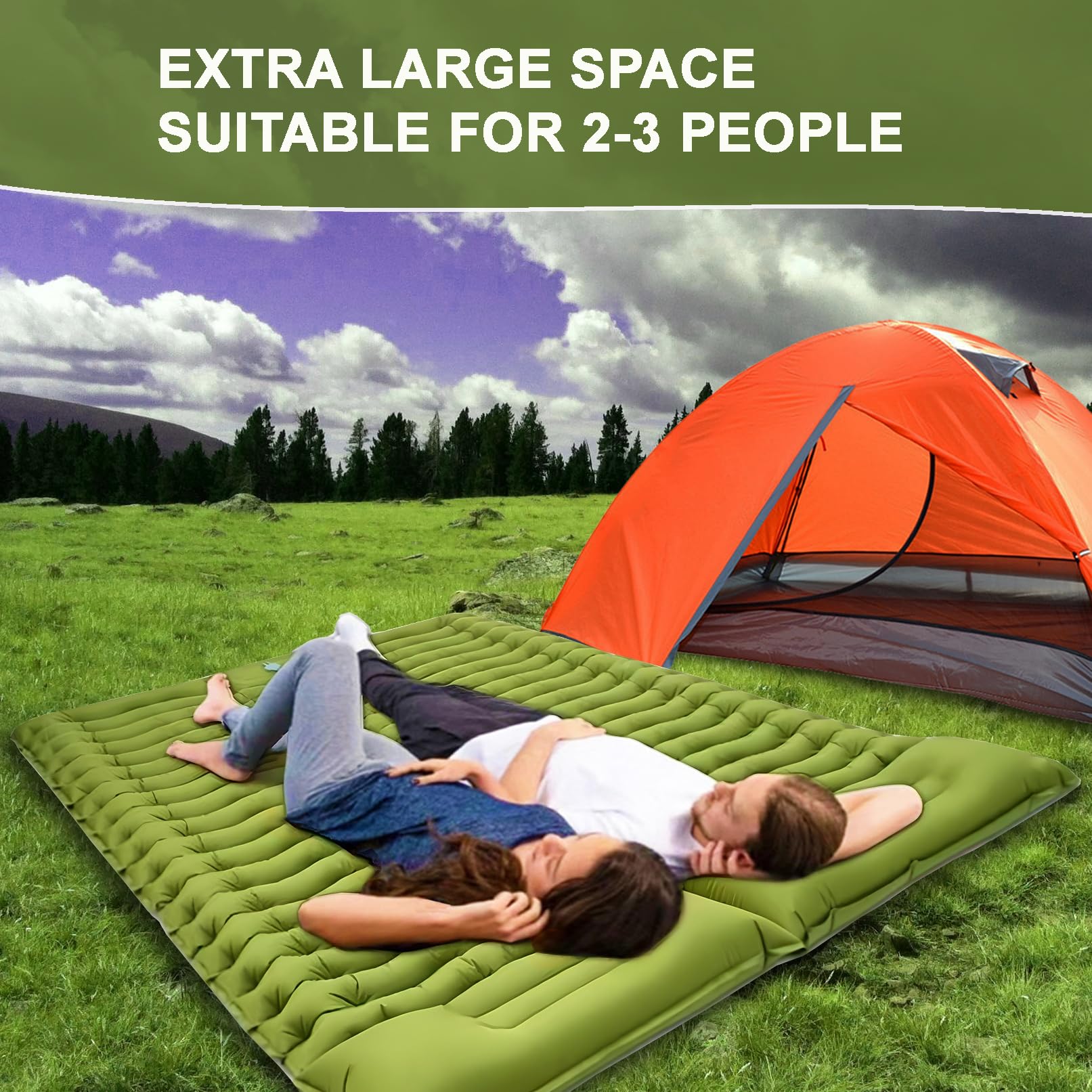 YuanDiann 200x140CM Selbstaufblasend Camping Isomatte für 2 Personen Ultraleicht Bequeme Verdicken Luftmatratze Aufblasbare Doppel Matratze Zelt