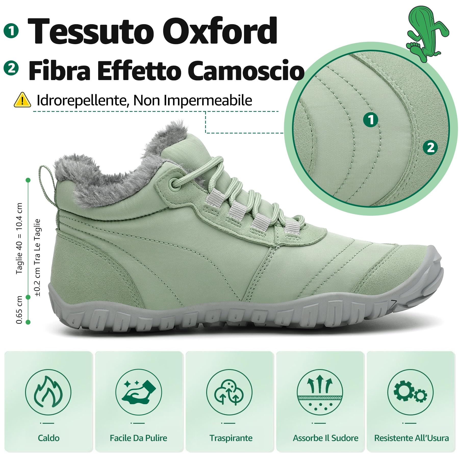 SAGUARO Barefoot Scarpe Invernali Caldo Stivali Neve per Uomo Donna,Gr.36-48