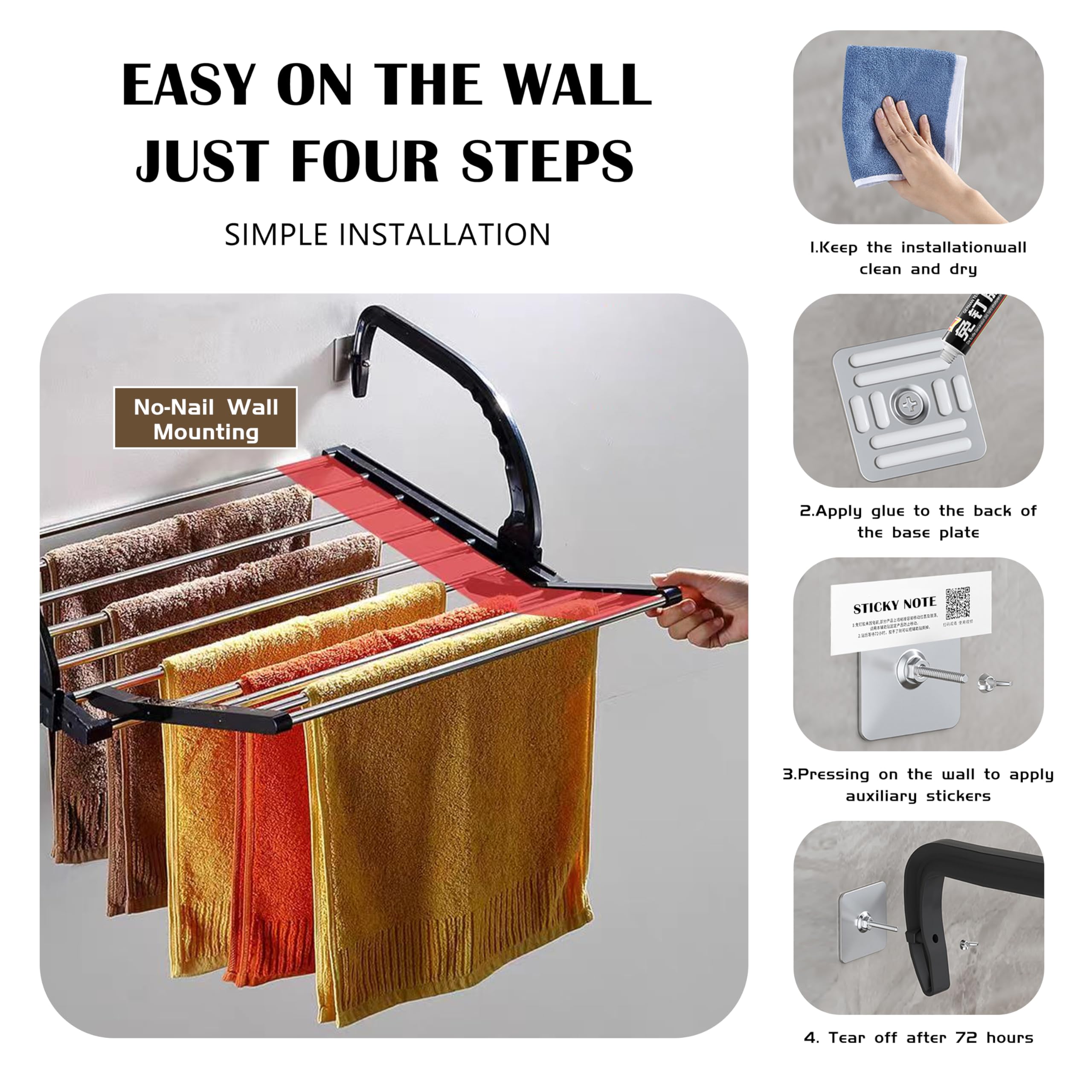 Fwilo Radiator Clothes Drying Rack Extended Version,60cm Hanging Drying ...